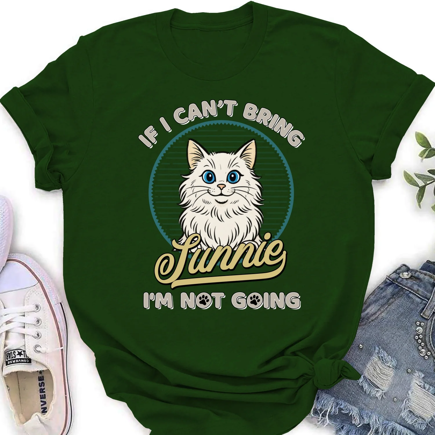 Not Going Without My Cats Retro Ver - Personalized Custom Women's T-Shirt - Image 8