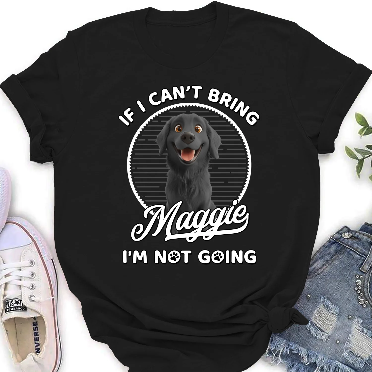 Not Going Without My Dog - Personalized Custom Women's T-Shirt - Image 6