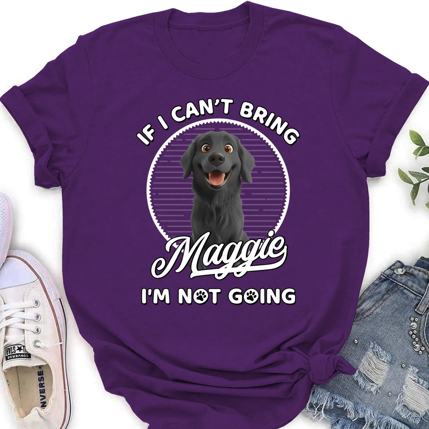 Not Going Without My Dog - Personalized Custom Women's T-Shirt - Image 8