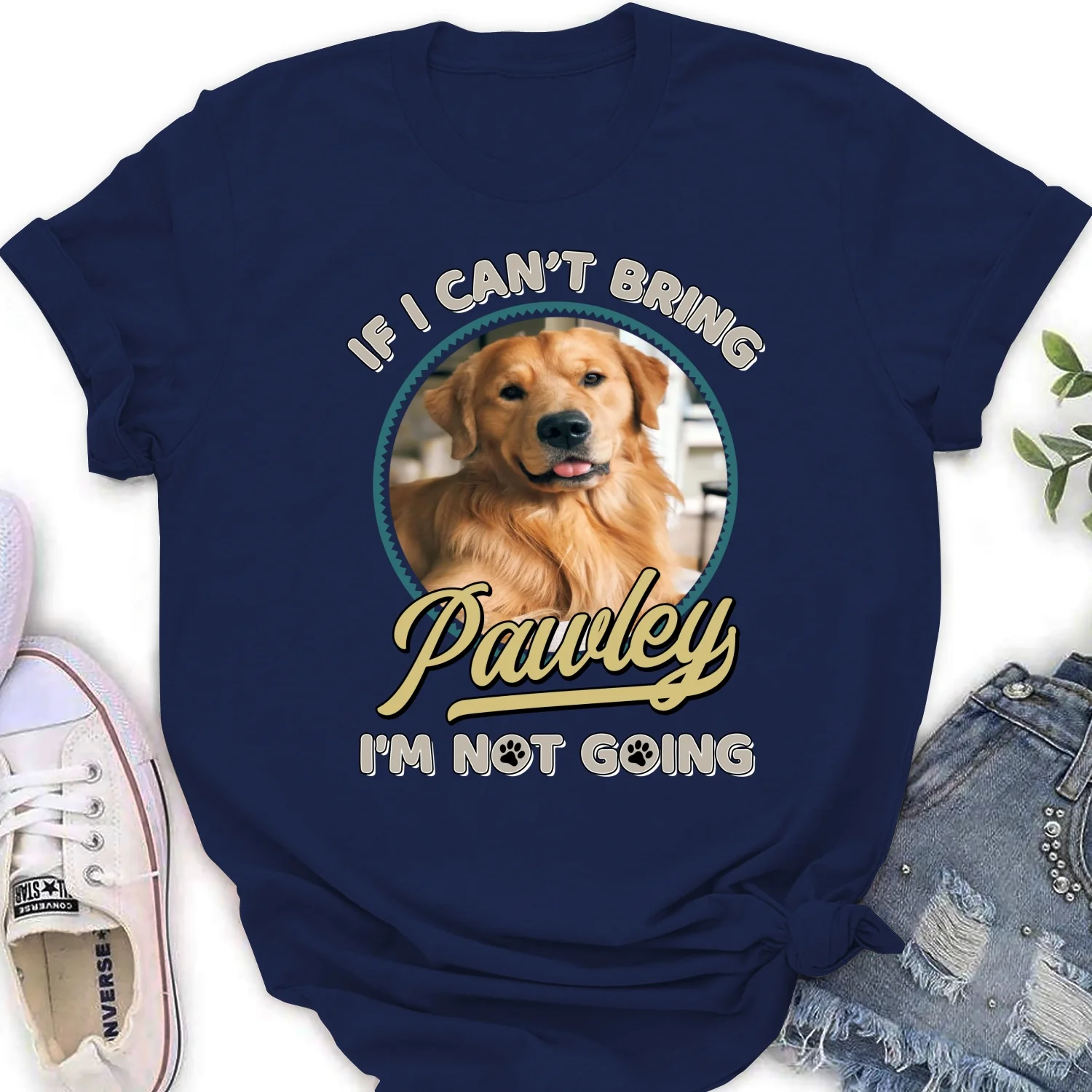 Not Going Without My Dog Retro Ver Photo - Personalized Custom Women's T-Shirt - Image 8