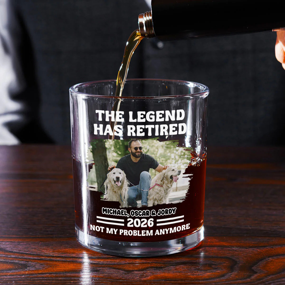 Not My Problem Dad Ver Photo - Personalized Custom Whiskey Glass - Image 2