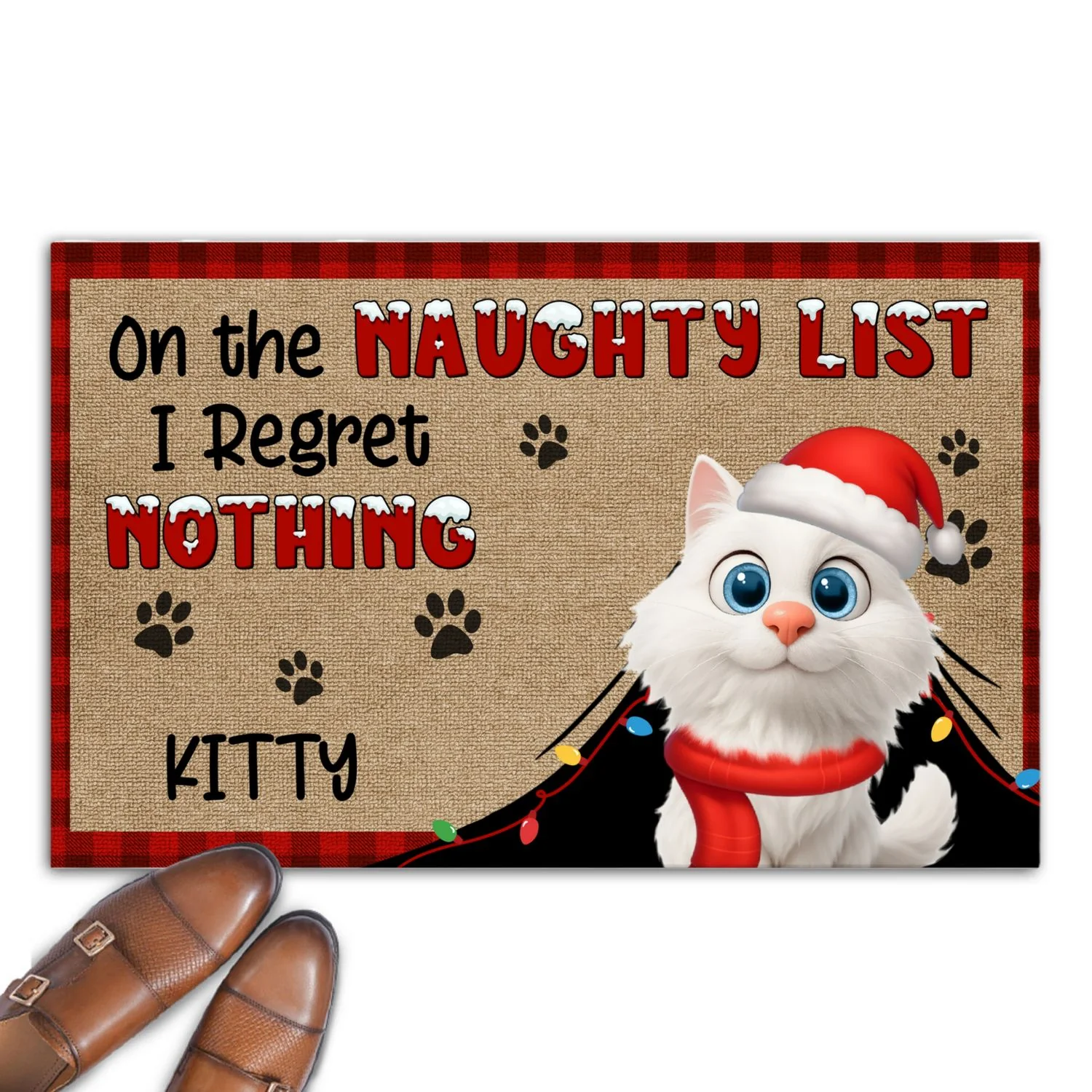 On Naughty List Cat Version - Personalized Custom Doormat - Image 8