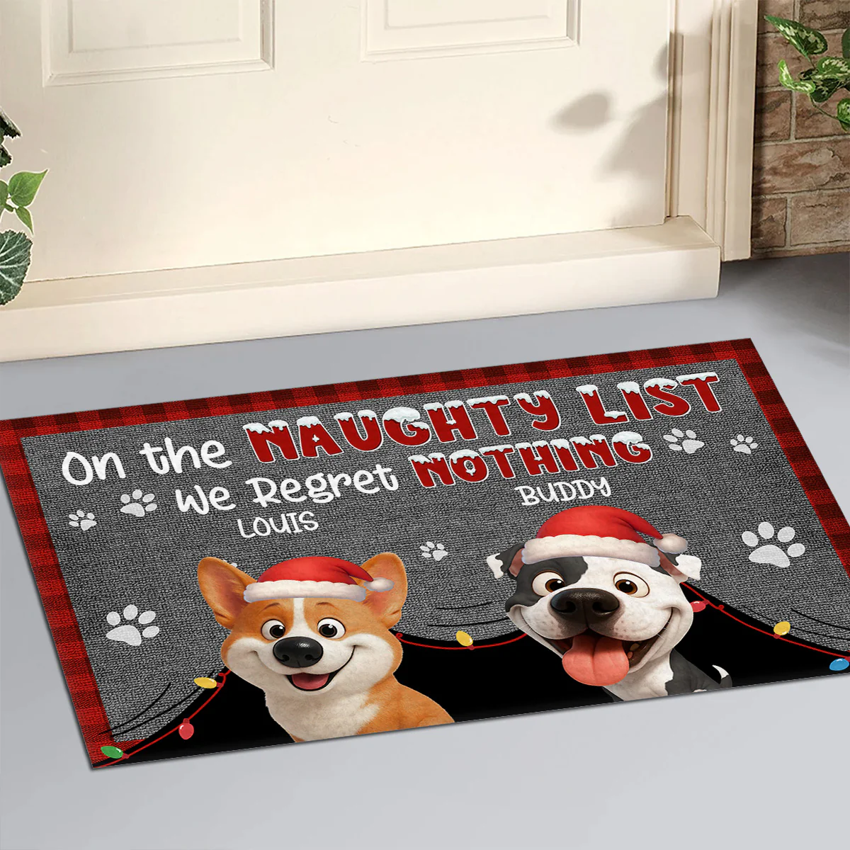 On Naughty List - Personalized Custom Doormat - Image 2