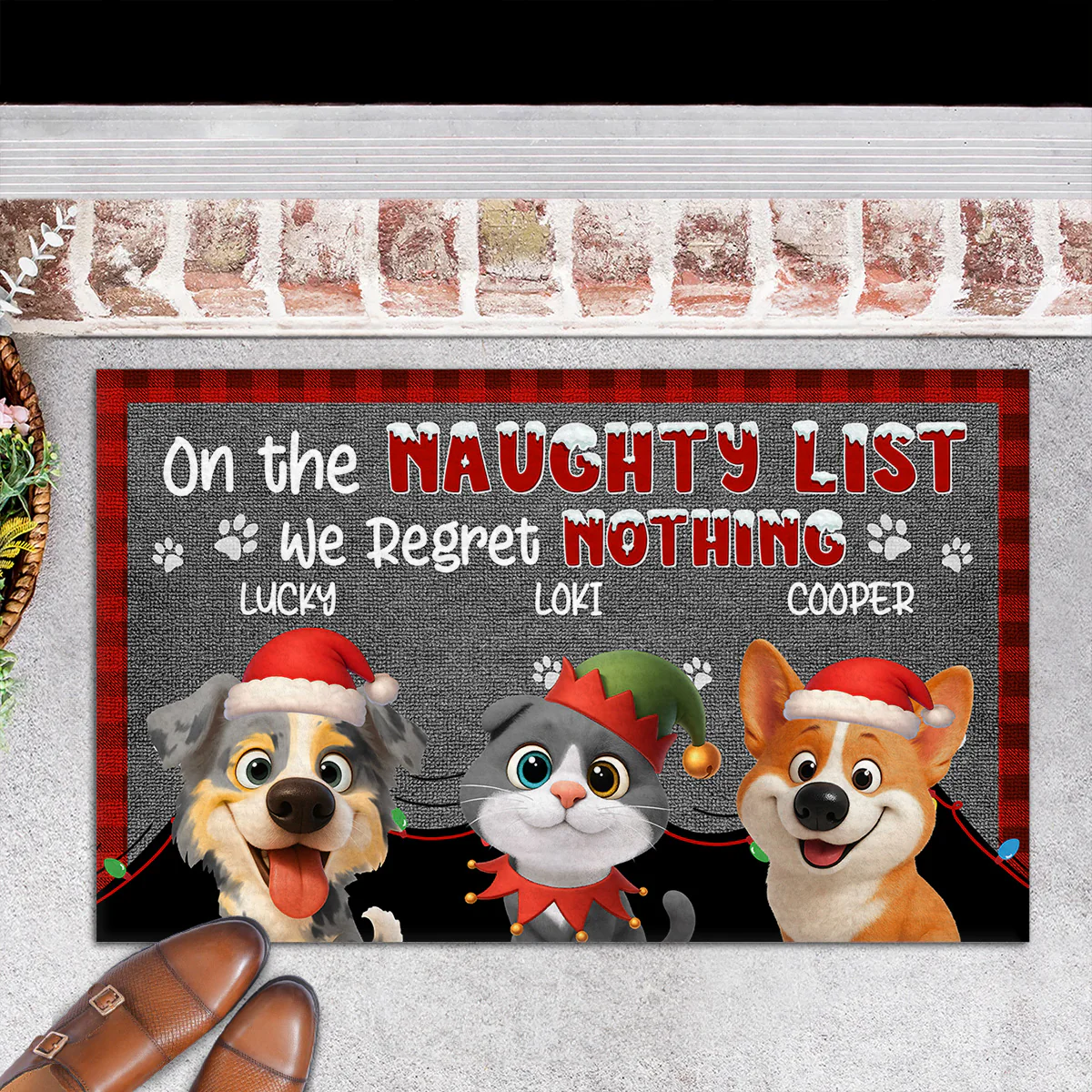 On Naughty List Pet Version - Personalized Custom Doormat - Image 6