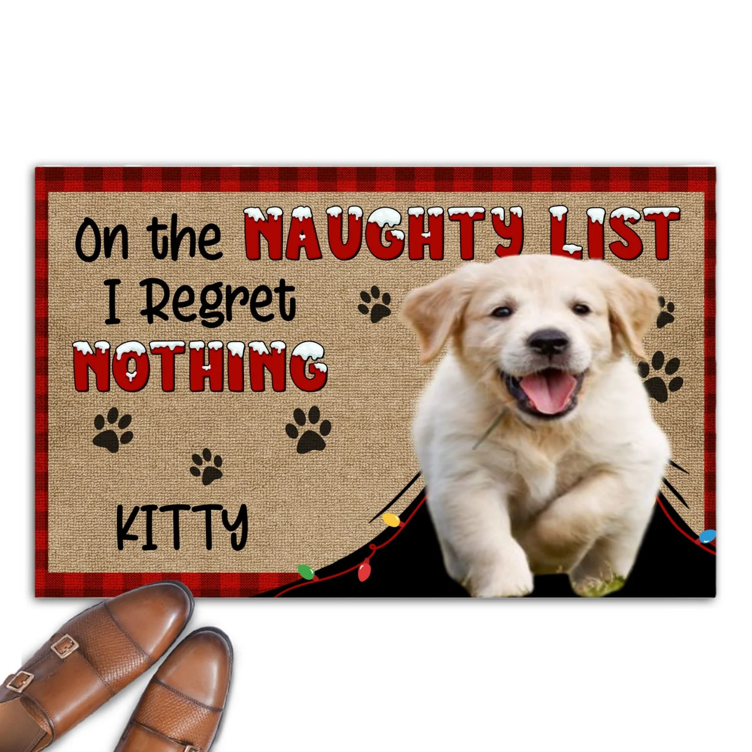 On Naughty List Pet Version Photo - Personalized Custom Doormat - Image 5