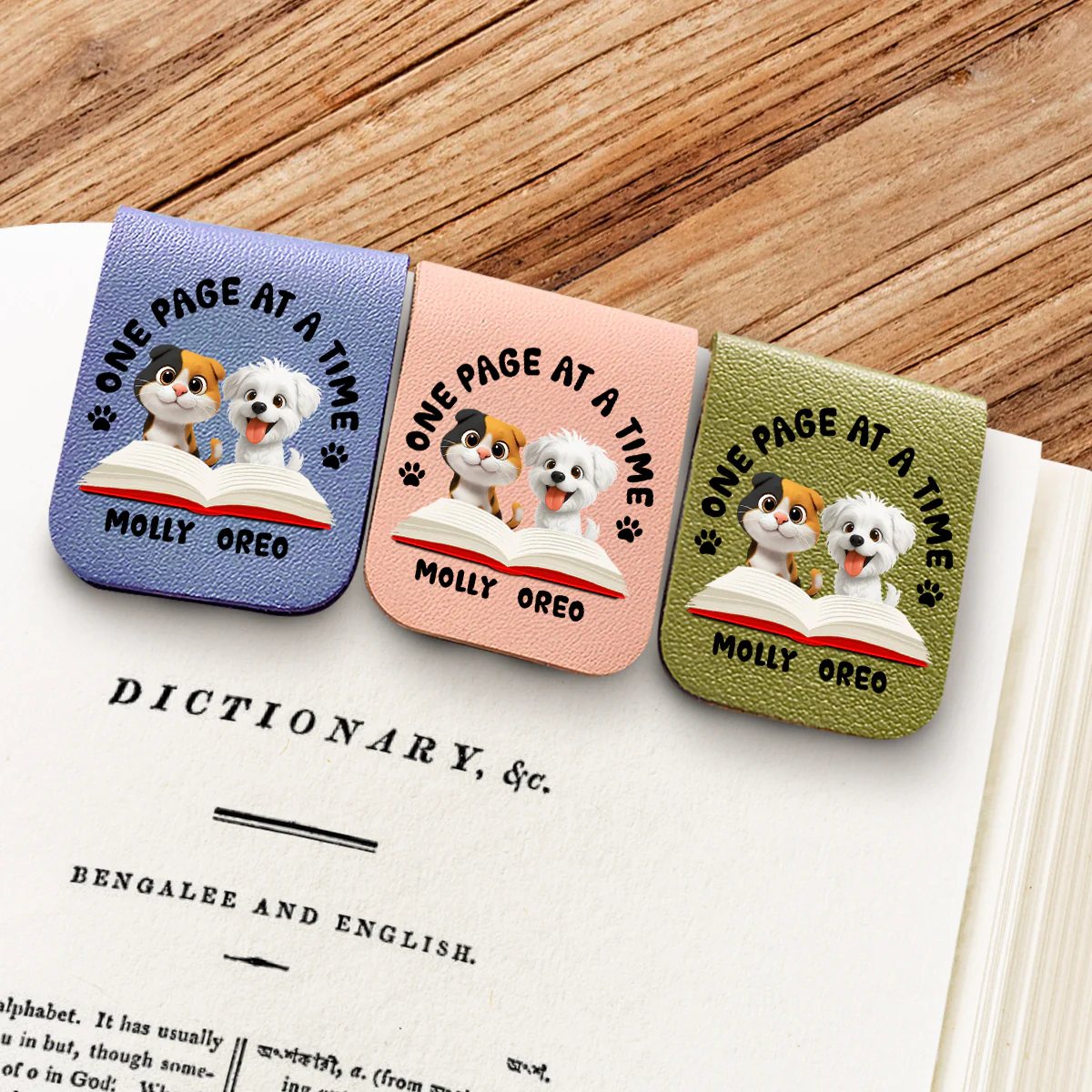 One Page Once With Us - Personalized Custom Leather Bookmark