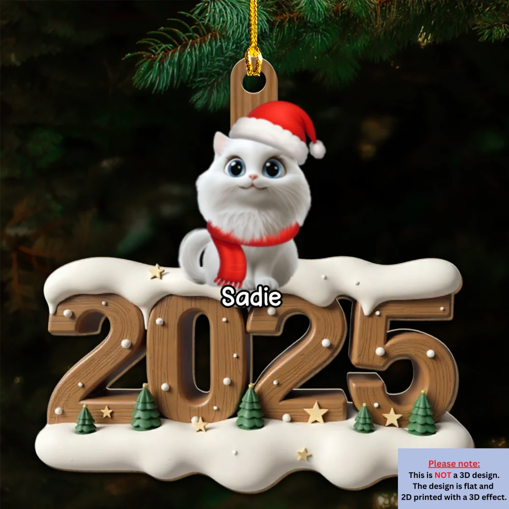 Only Cats This Year - Personalized Custom 3D Effect Wood Ornament - Image 5