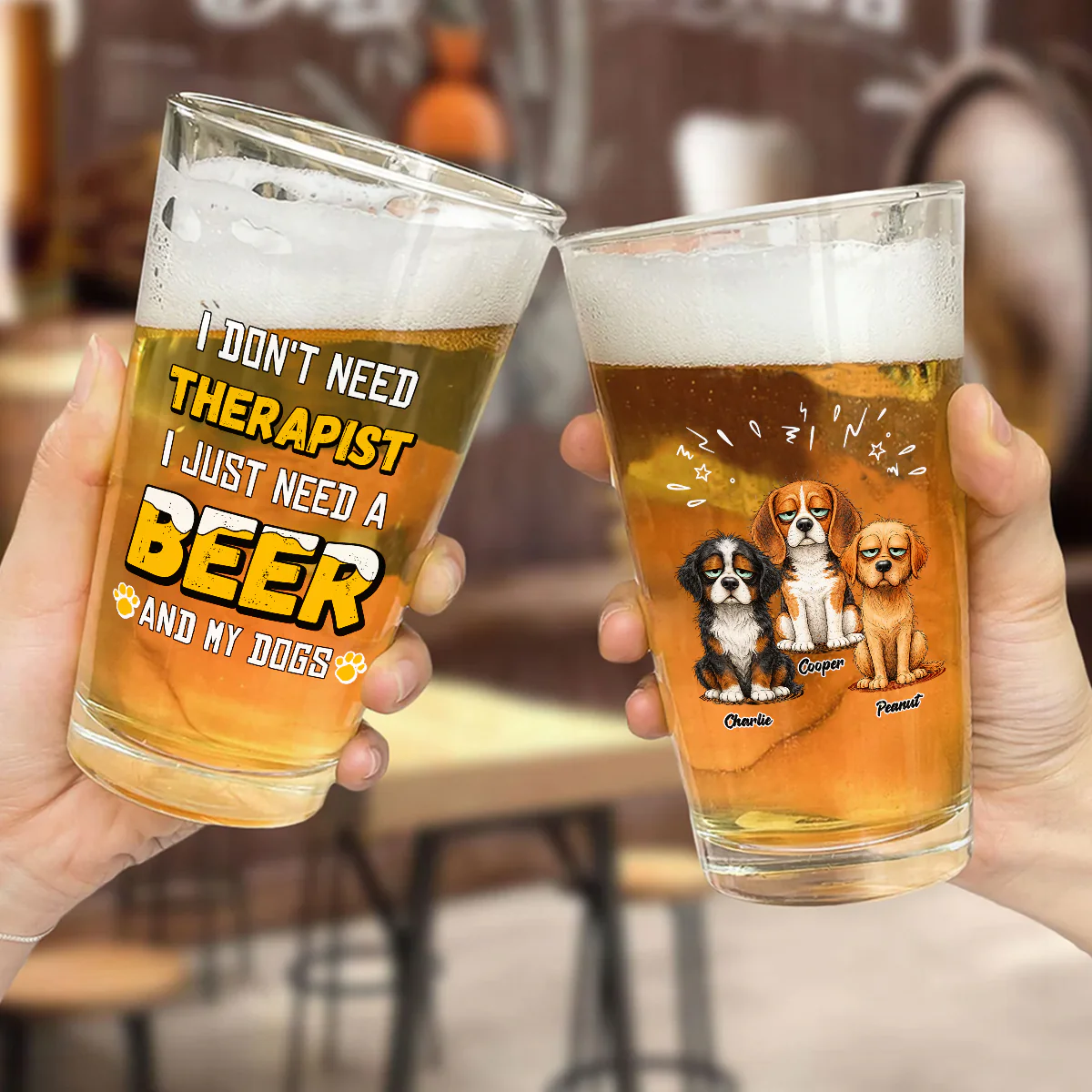 Only Need Beer - Personalized Custom Beer Glass - Image 5