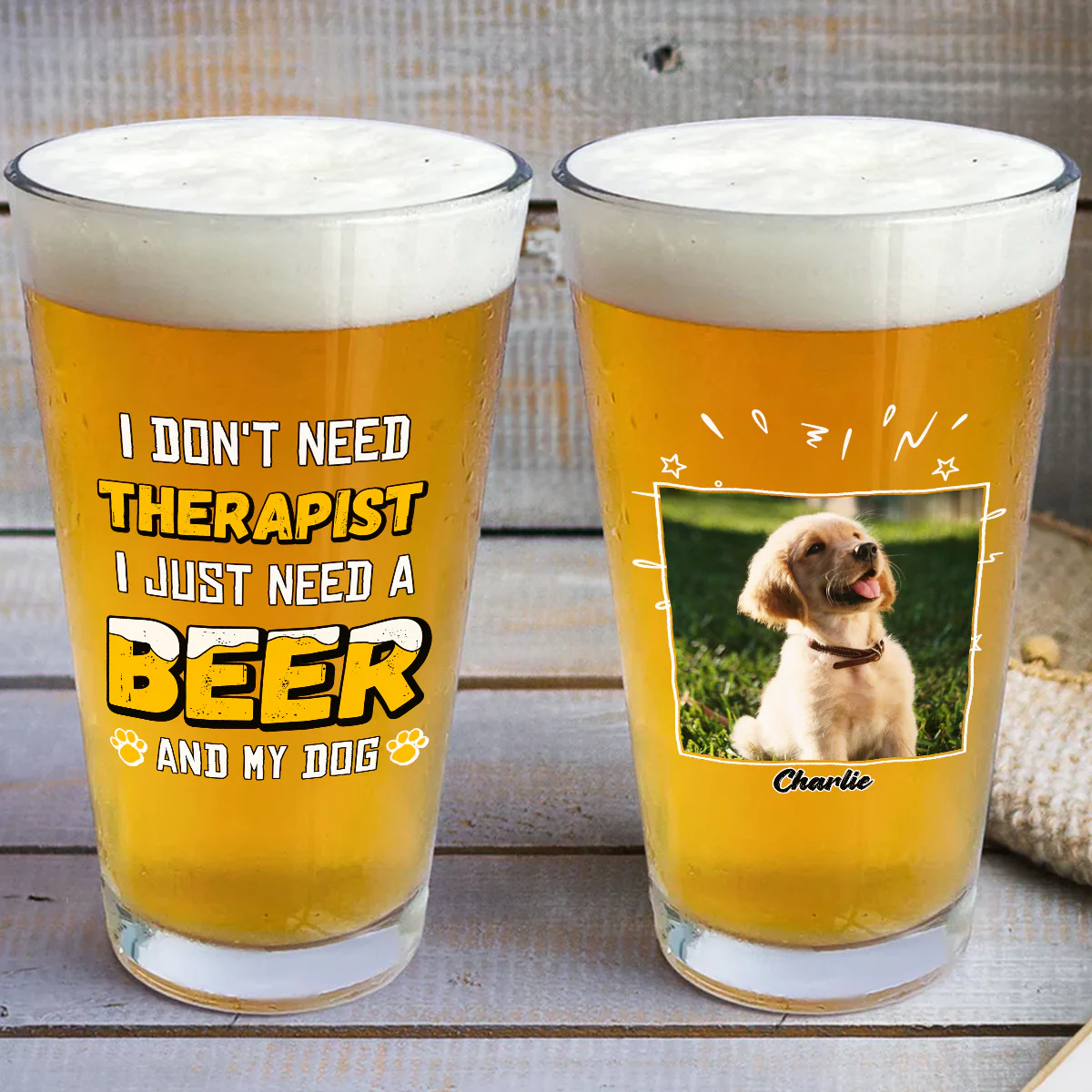 Only Need Beer Photo - Personalized Custom Beer Glass - Image 2