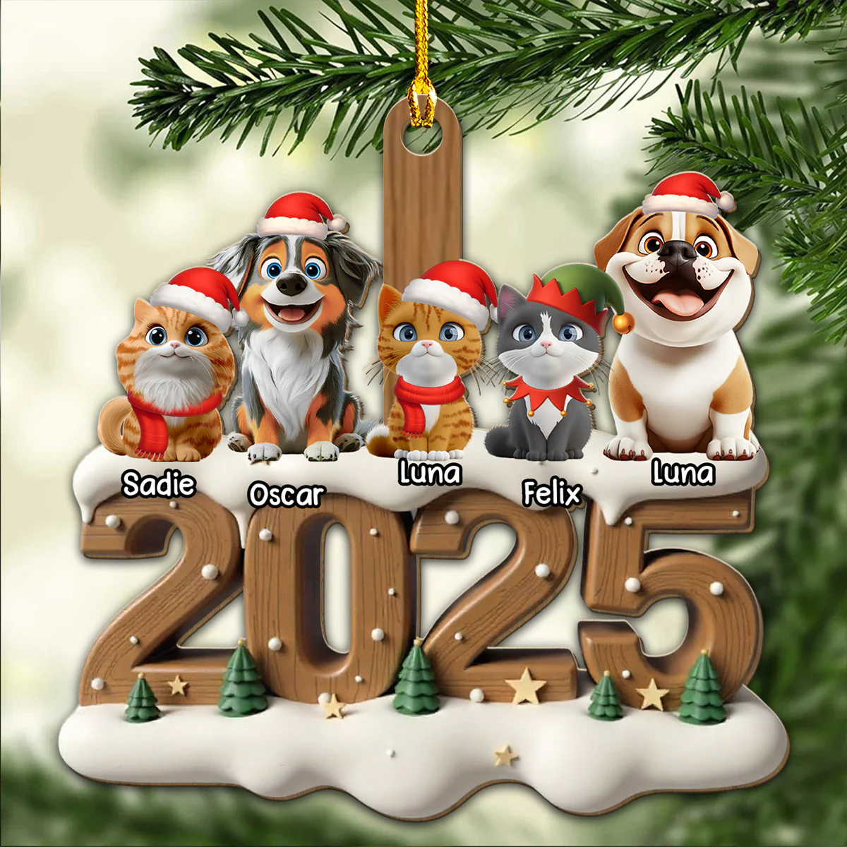 Only Them This Year - Personalized Custom 3D Effect Wood Ornament - Image 4