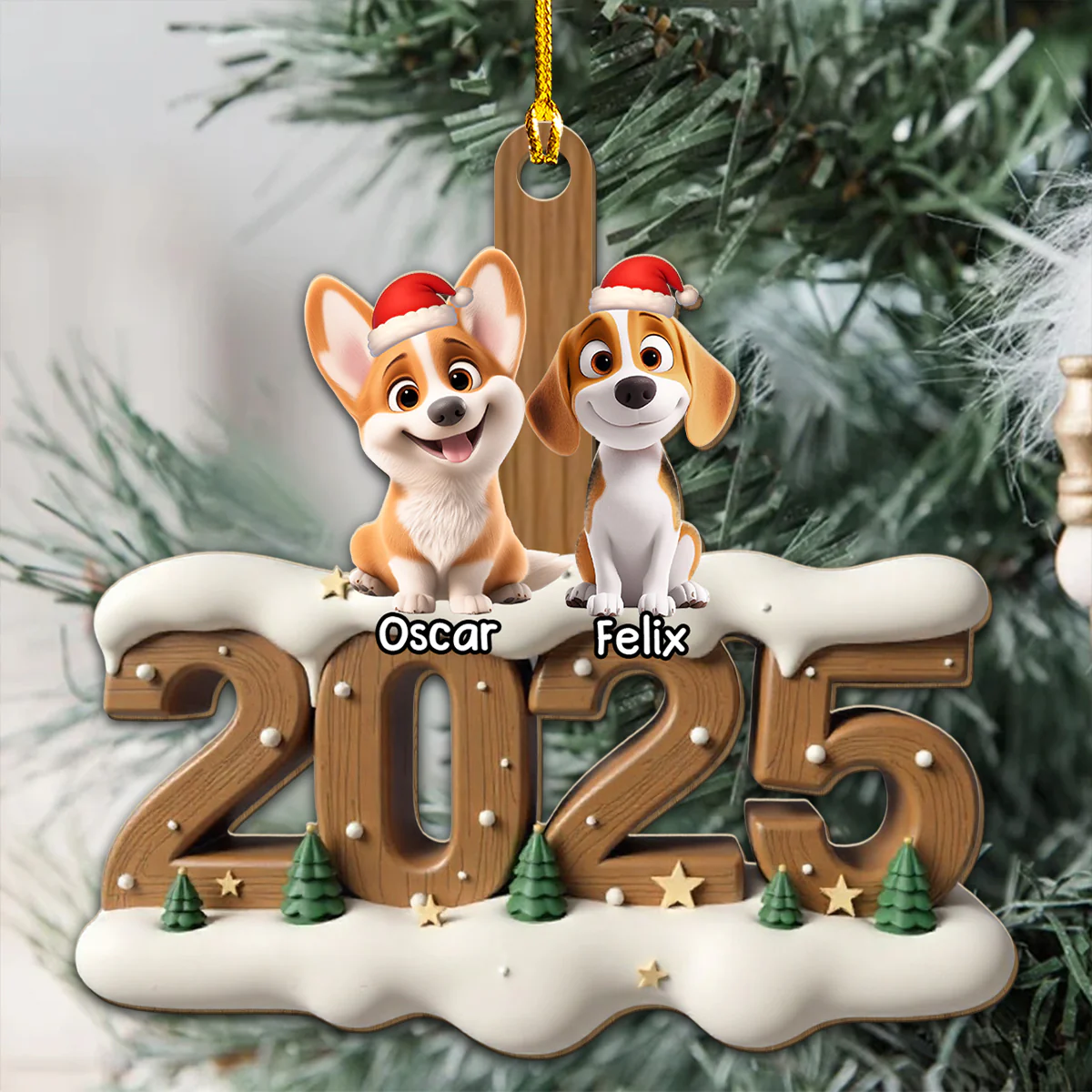 Only You This Year - Personalized Custom 3D Effect Wood Ornament - Image 3