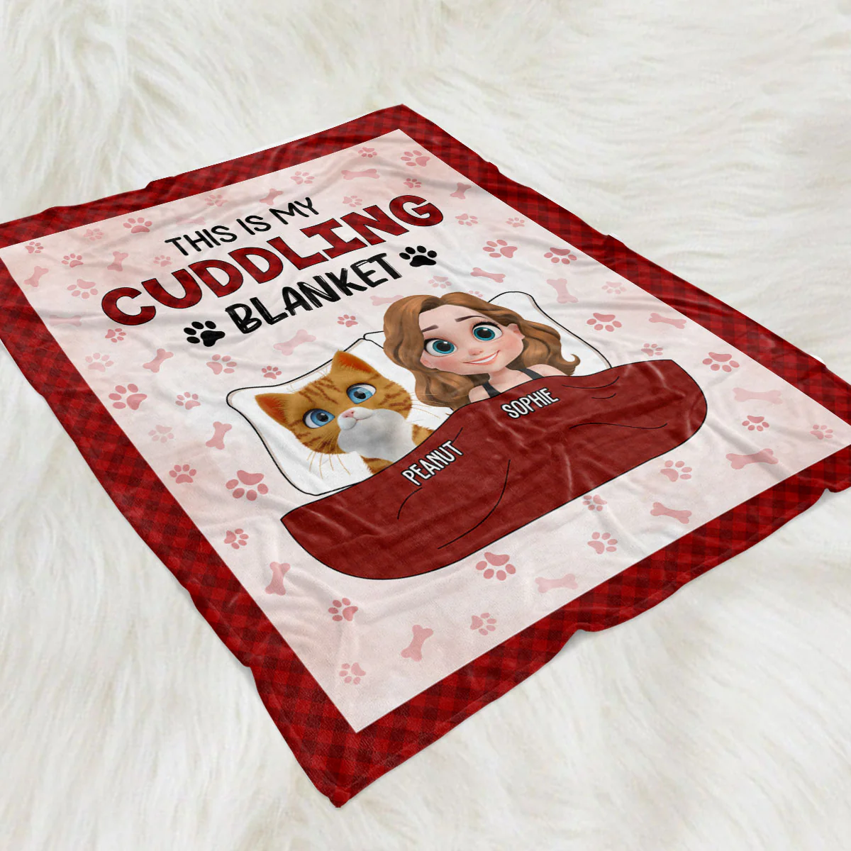 Our Baby Cats Cuddling Blanket - Personalized Custom Fleece Blanket - Image 4