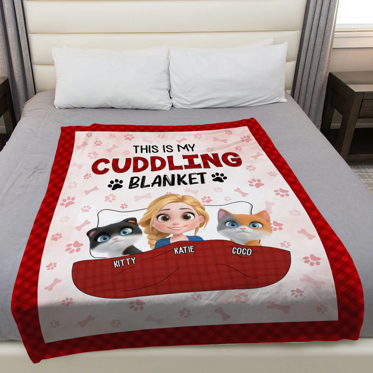 Our Baby Cats Cuddling Blanket - Personalized Custom Fleece Blanket - Image 5