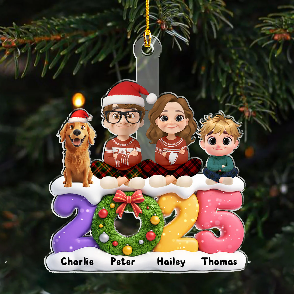 Our Christmas Our Love Family - Personalized Custom Acrylic Ornament - Image 2