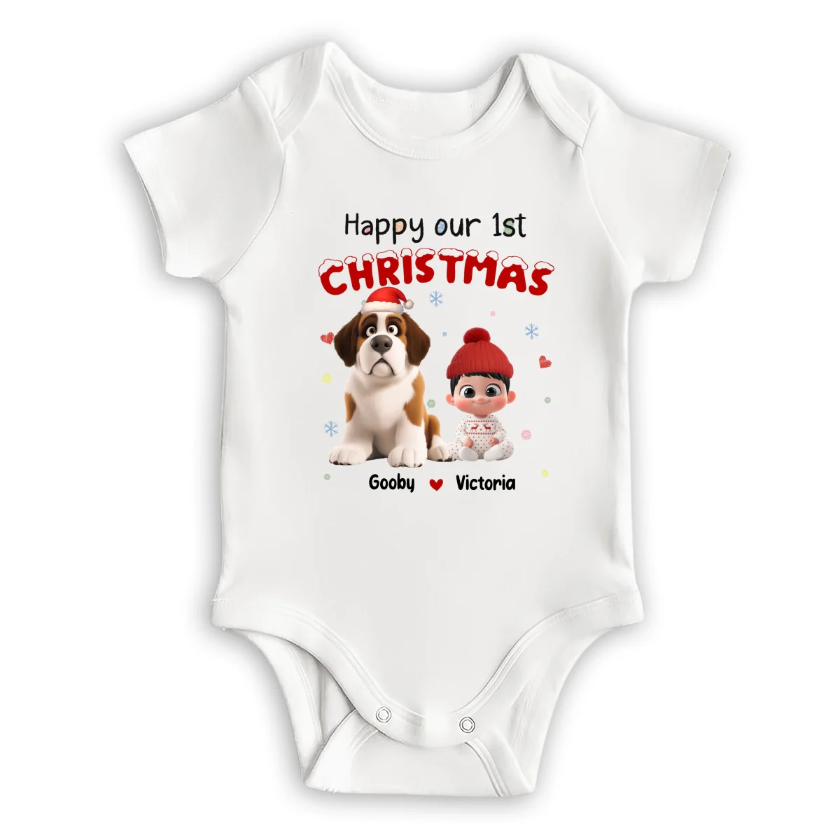 Our Christmas With New Friends - Personalized Custom Baby Onesie - Image 6
