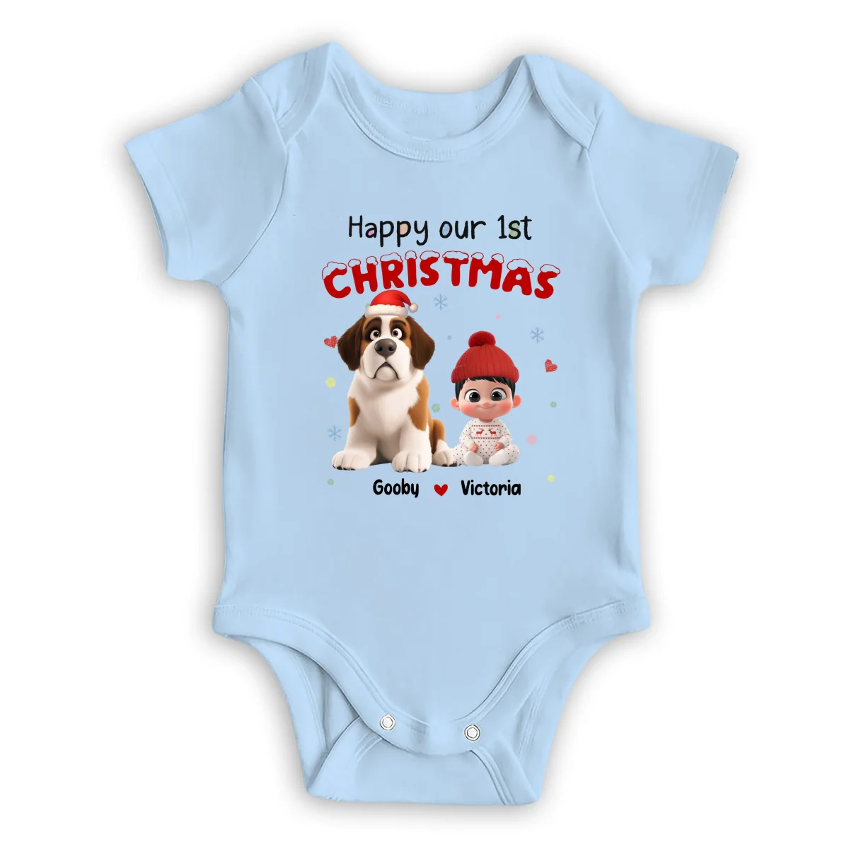 Our Christmas With New Friends - Personalized Custom Baby Onesie - Image 8