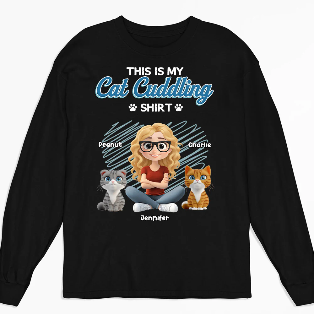 Our Cudding Cute Shirt Ver Cat - Personalized Custom Long Sleeve T-Shirt - Image 2