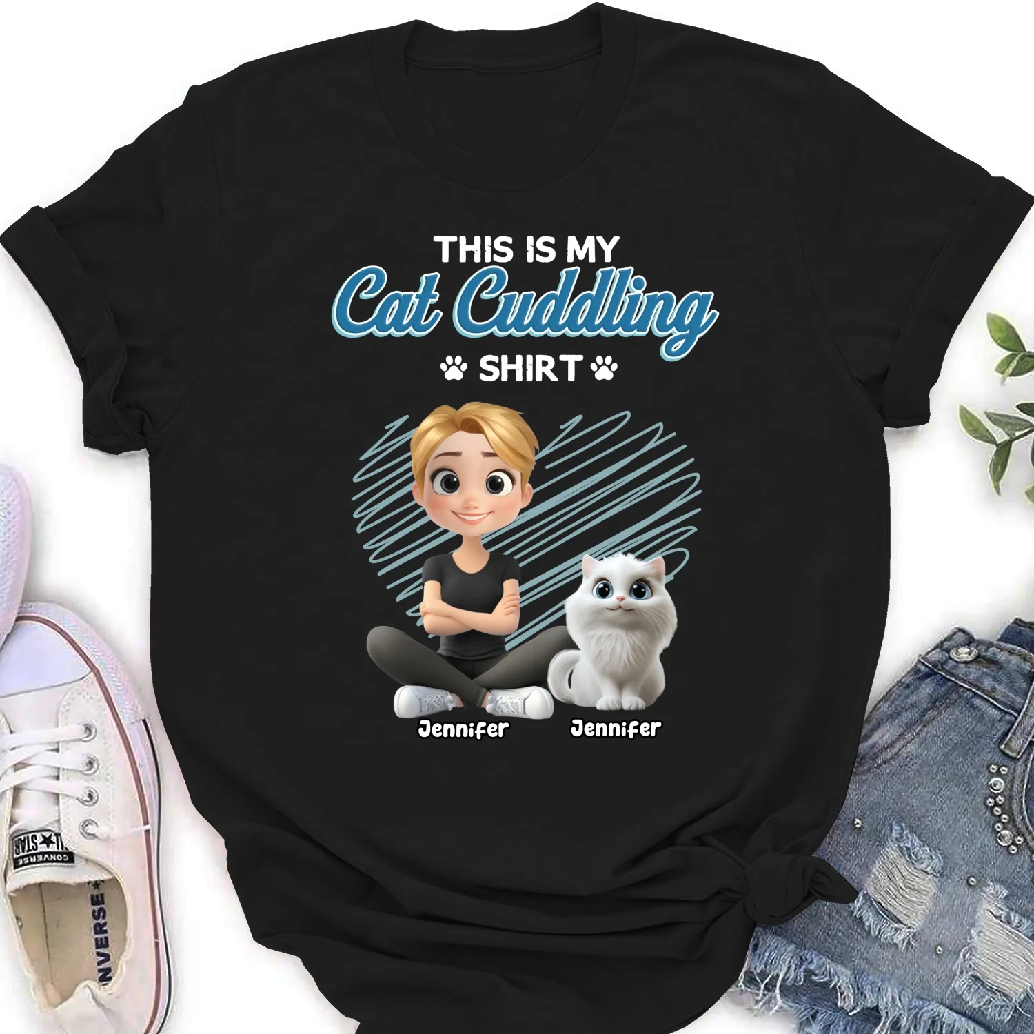 Our Cudding Cute Shirt Ver Cat - Personalized Custom Women's T-Shirt - Image 6