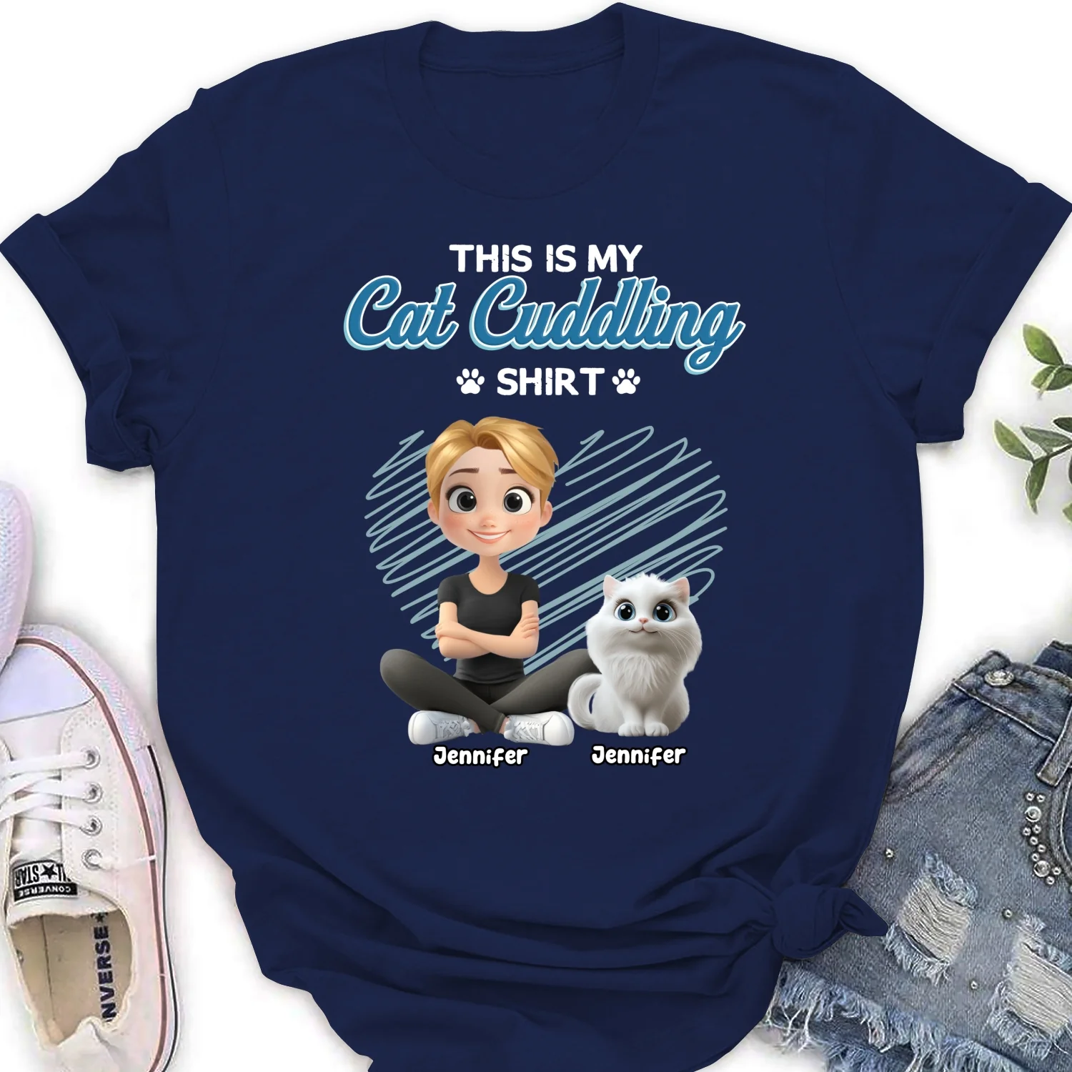 Our Cudding Cute Shirt Ver Cat - Personalized Custom Women's T-Shirt - Image 7