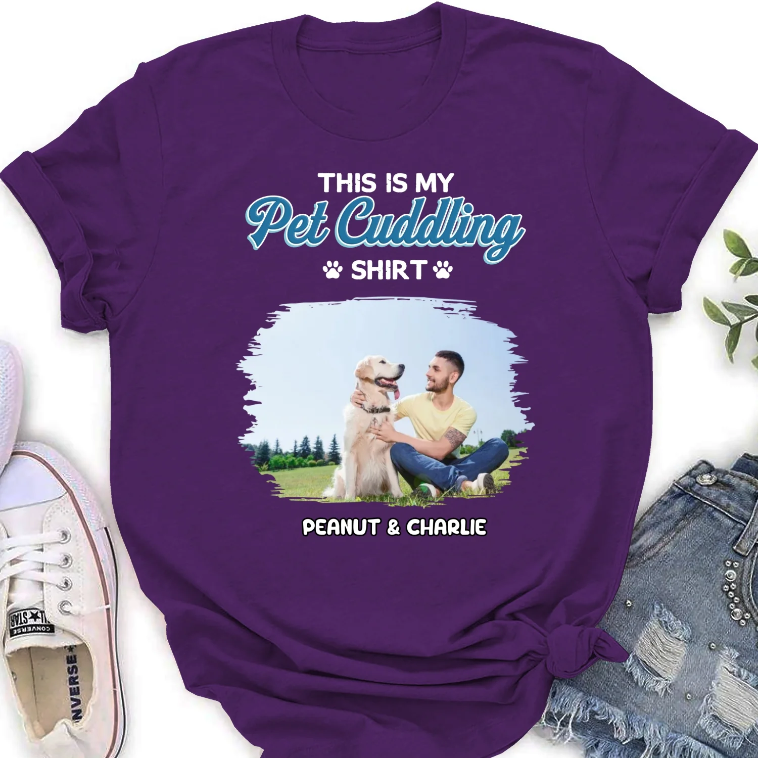 Our Cudding Cute Shirt Ver Pet Photo - Personalized Custom Women's T-Shirt - Image 6