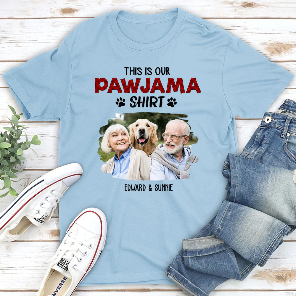 Our Pawjama Shirt New Style Photo - Personalized Custom Unisex T-Shirt - Image 3