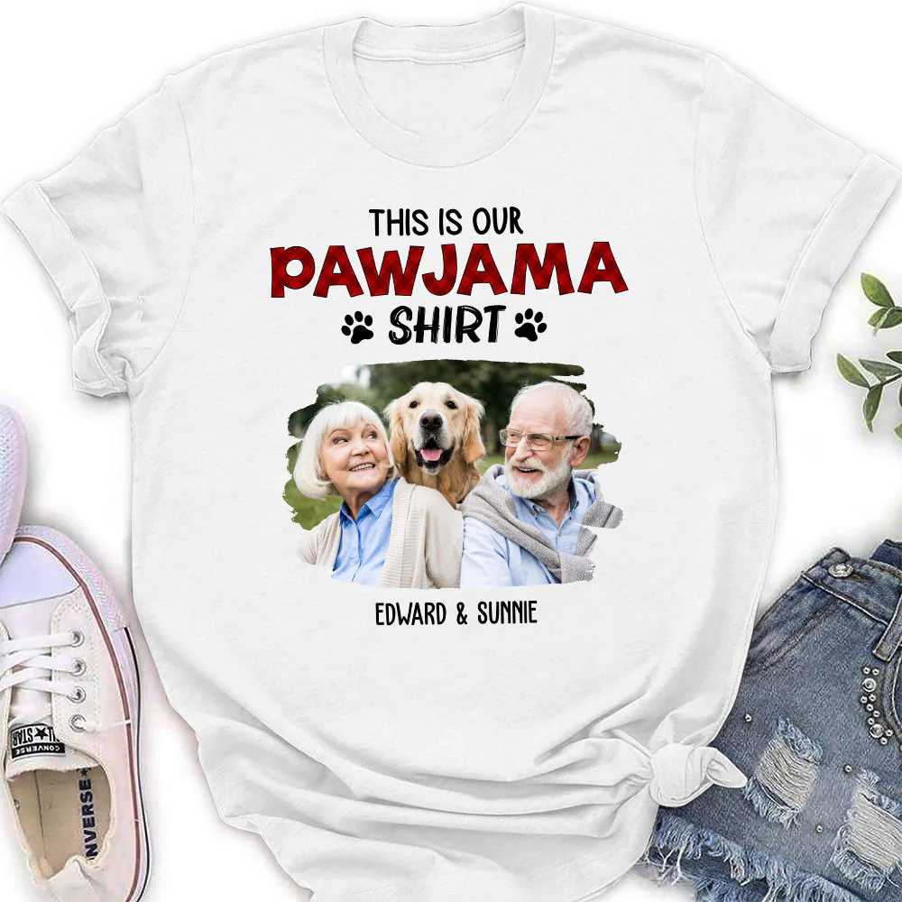 Our Pawjama Shirt New Style Photo - Personalized Custom Women's T-Shirt - Image 2
