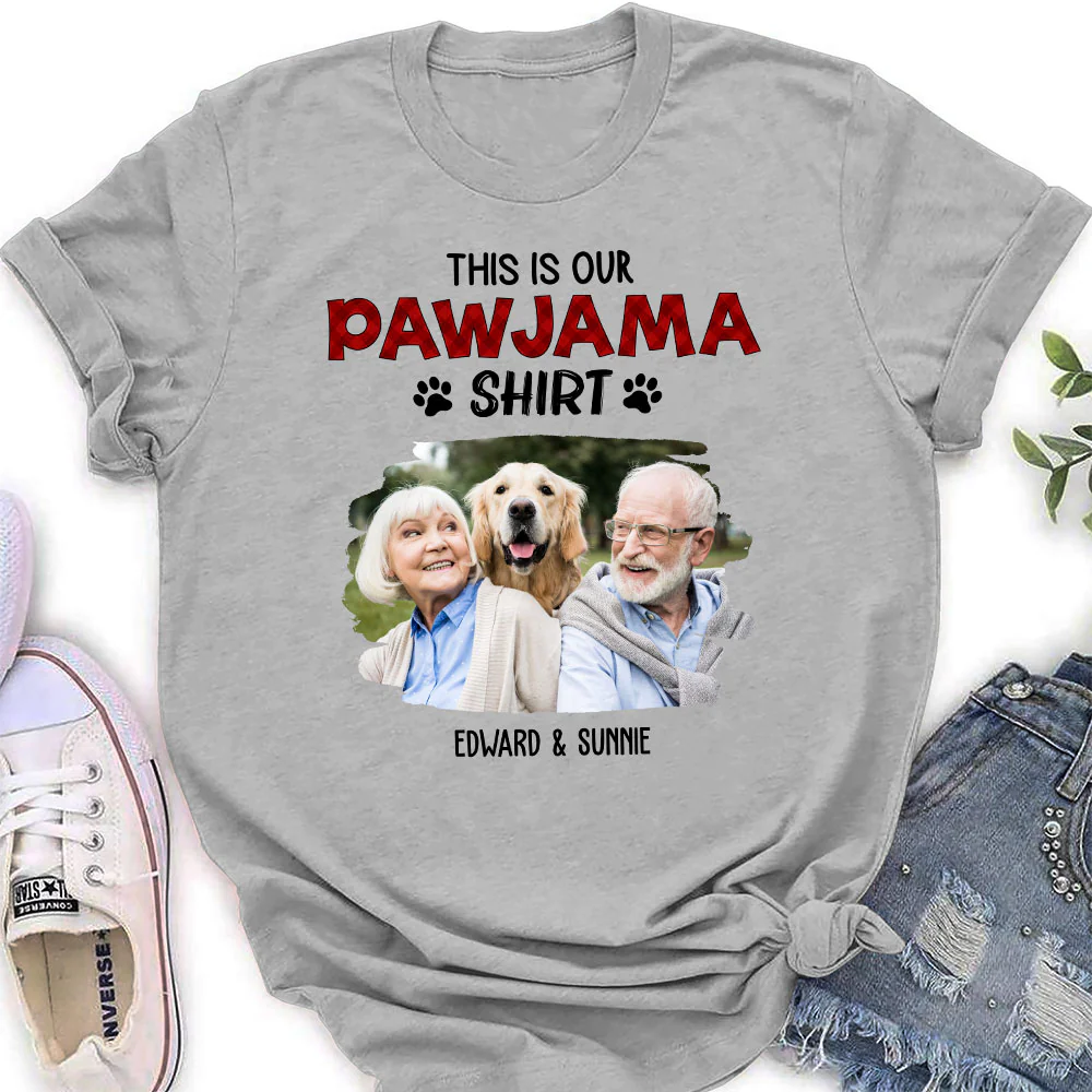 Our Pawjama Shirt New Style Photo - Personalized Custom Women's T-Shirt - Image 3