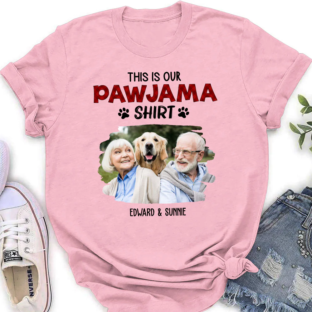 Our Pawjama Shirt New Style Photo - Personalized Custom Women's T-Shirt - Image 4