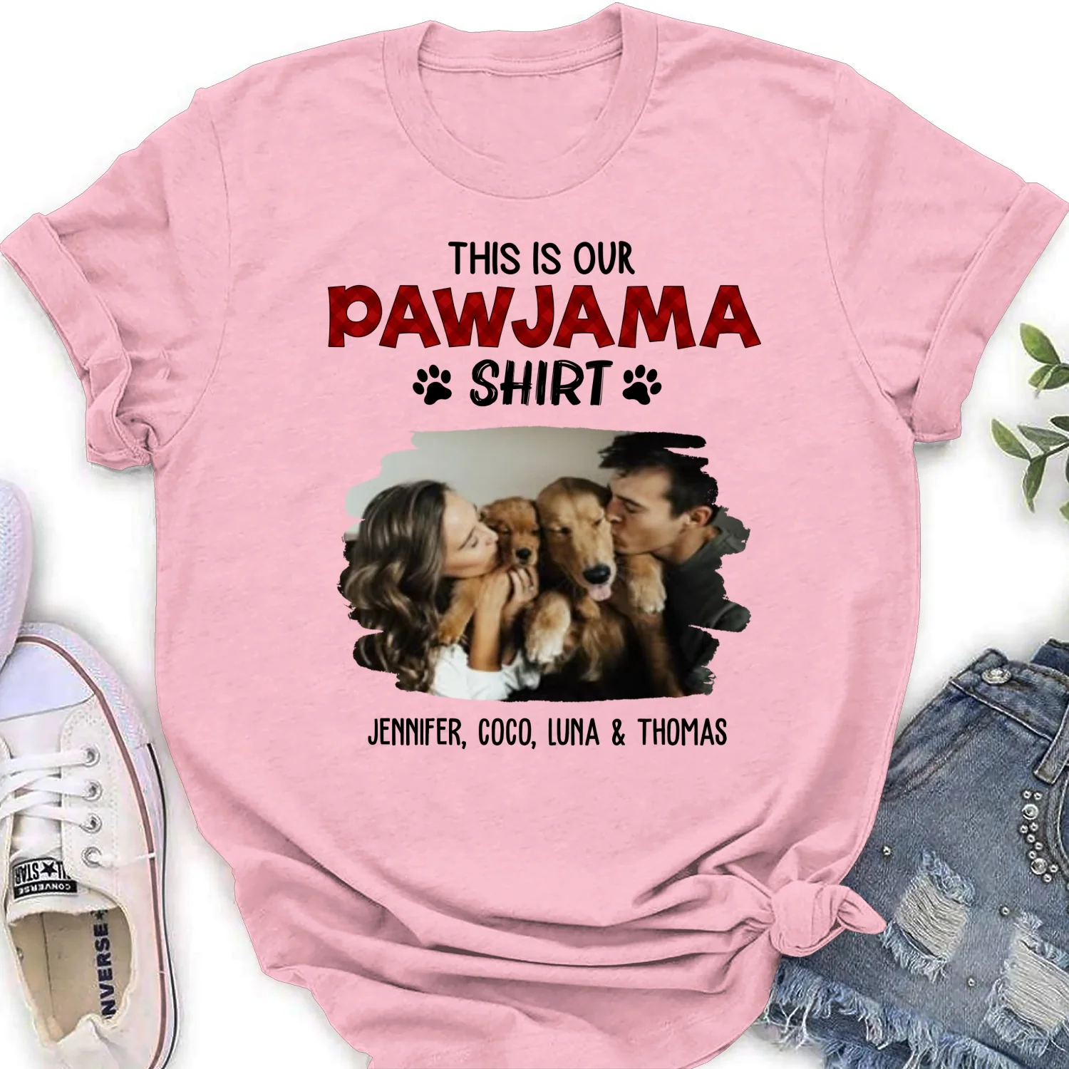 Our Pawjama Shirt New Style Photo - Personalized Custom Women's T-Shirt - Image 8