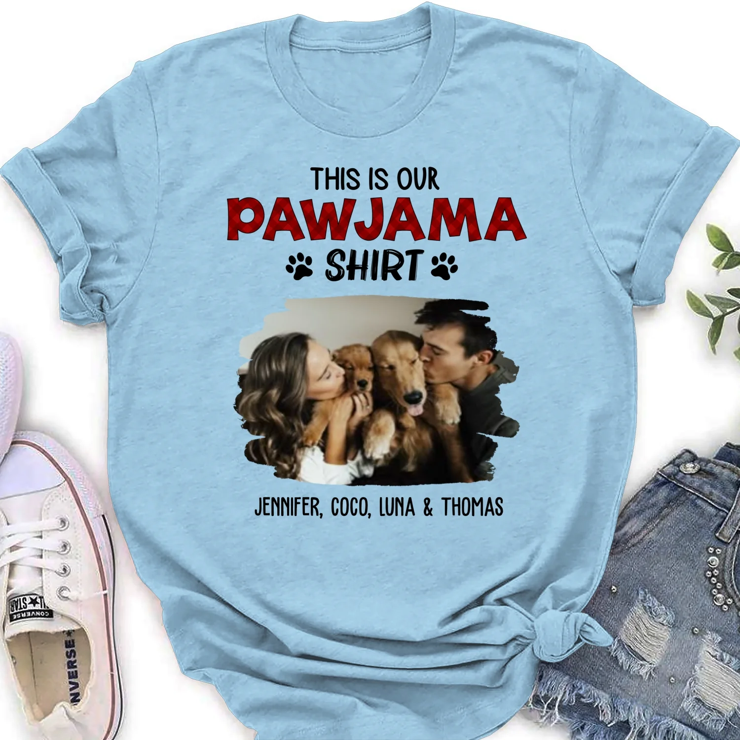 Our Pawjama Shirt New Style Photo - Personalized Custom Women's T-Shirt - Image 9