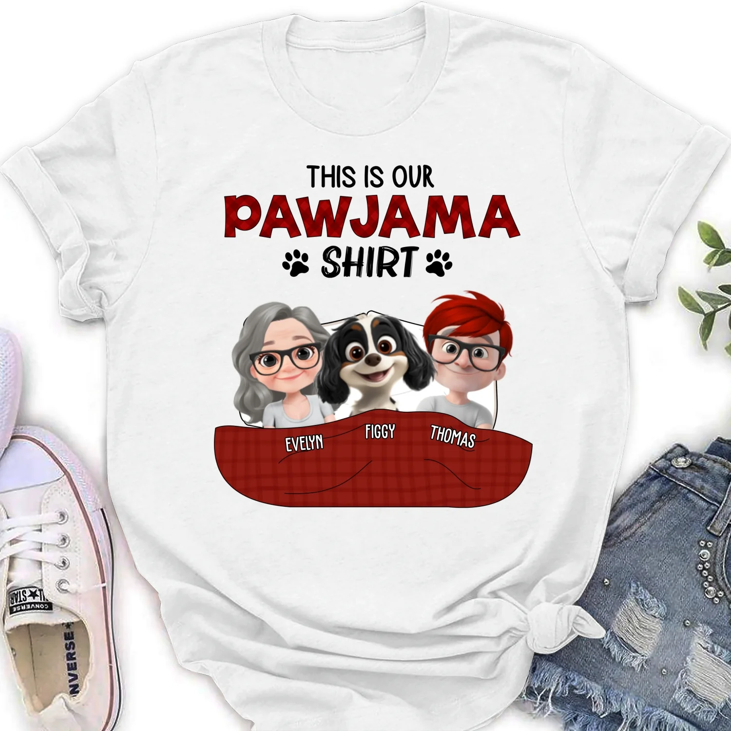 Our Pet Pawjama Shirt New Style - Personalized Custom Women T-Shirt - Image 5