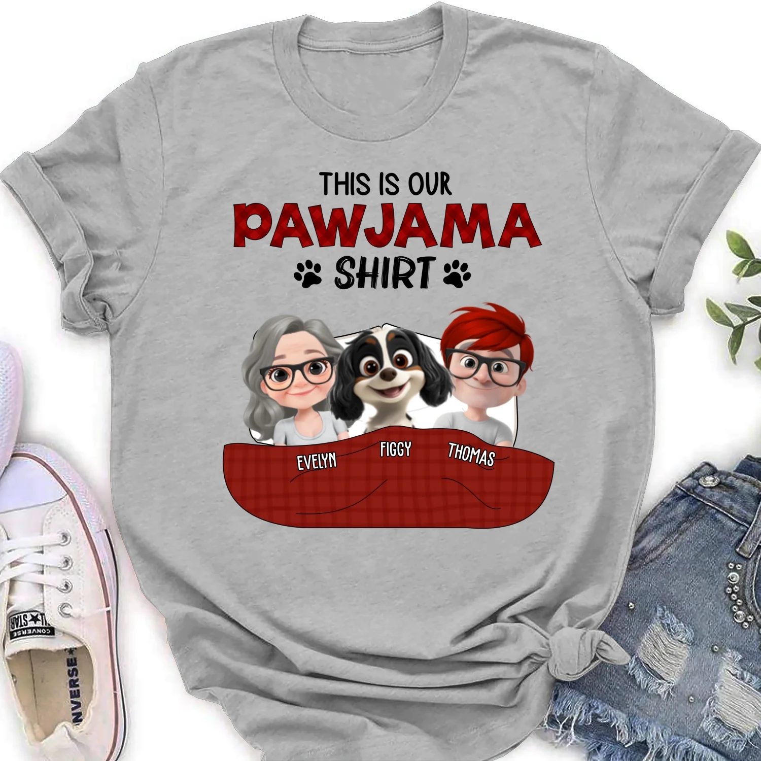 Our Pet Pawjama Shirt New Style - Personalized Custom Women T-Shirt - Image 6