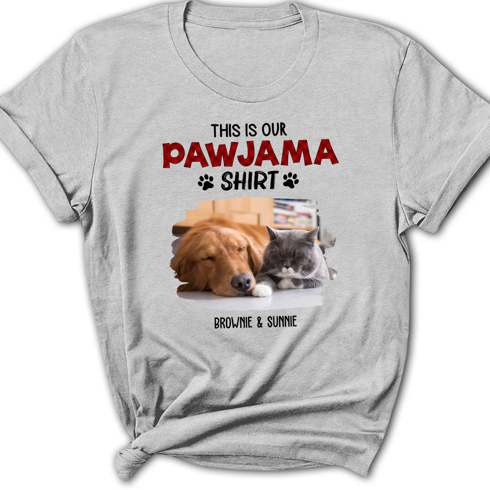 Our Pet Pawjama Shirt New Style Photo - Personalized Custom Women T-Shirt