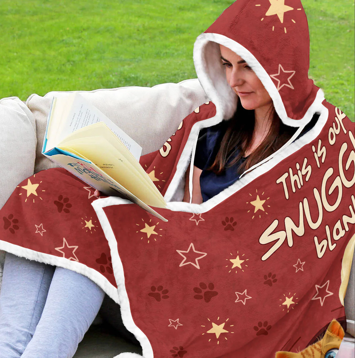 Our Snuggle Blanket Ver Cat - Personalized Custom Hooded Blanket - Image 4