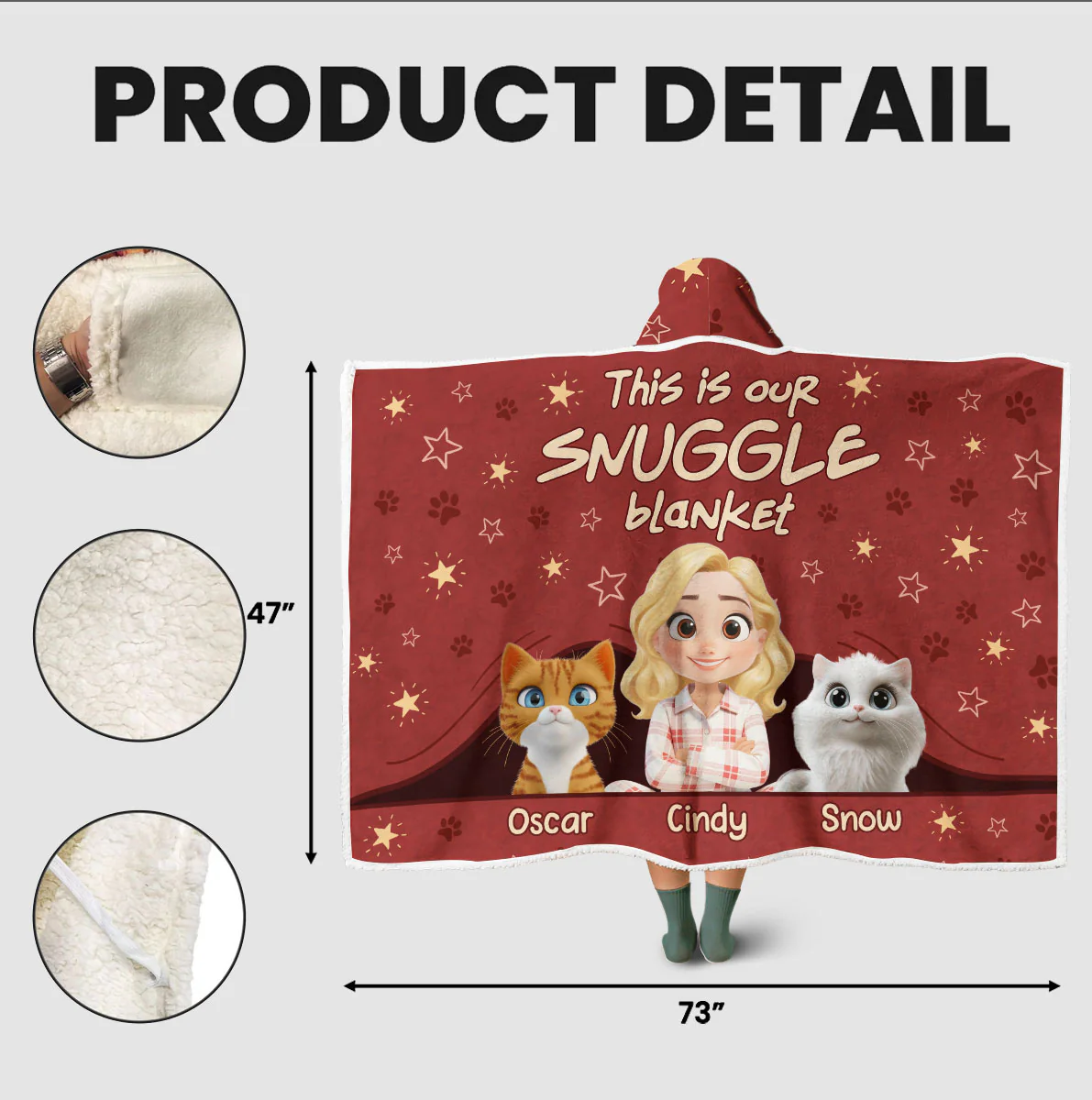 Our Snuggle Blanket Ver Cat - Personalized Custom Hooded Blanket - Image 5