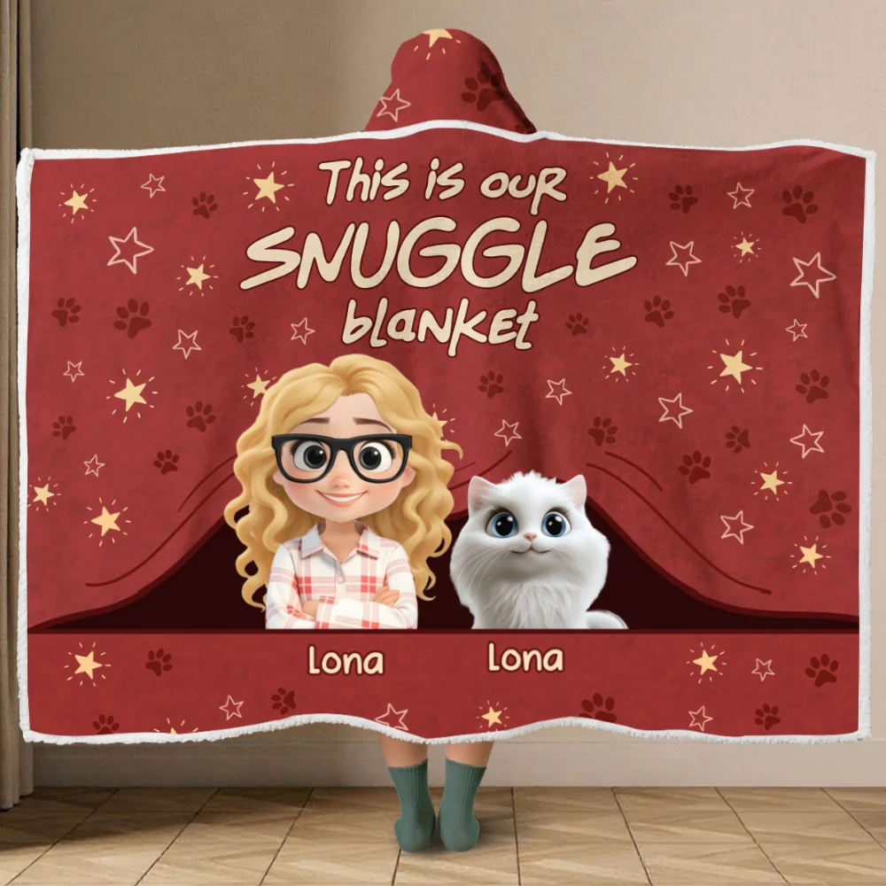 Our Snuggle Blanket Ver Cat - Personalized Custom Hooded Blanket - Image 6