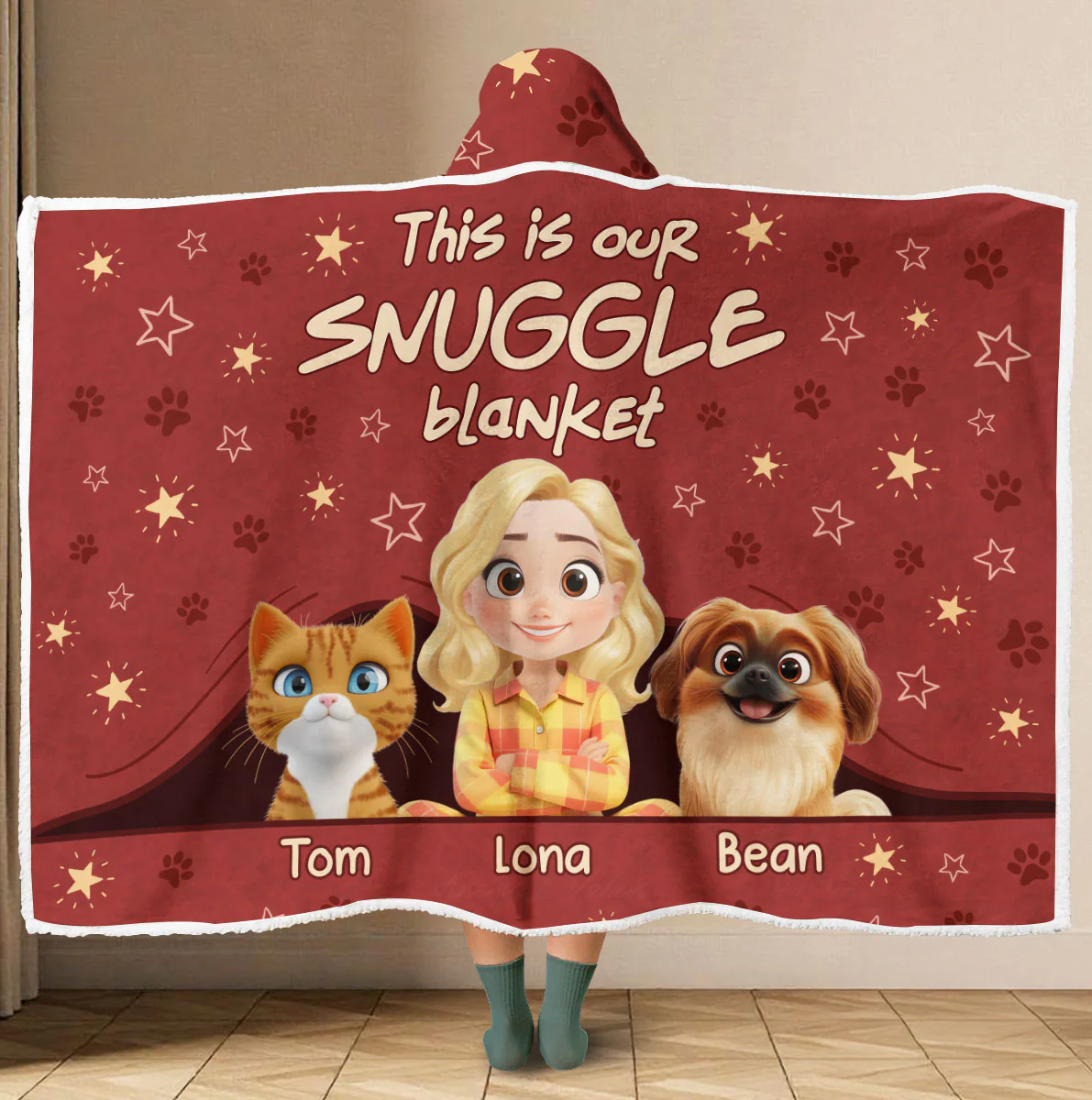 Our Snuggle Blanket Ver Pet - Personalized Custom Hooded Blanket - Image 4
