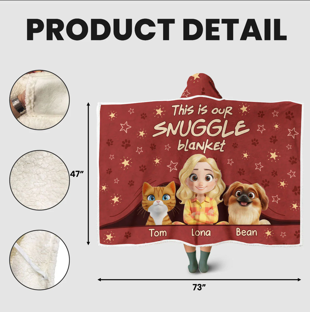Our Snuggle Blanket Ver Pet - Personalized Custom Hooded Blanket - Image 5