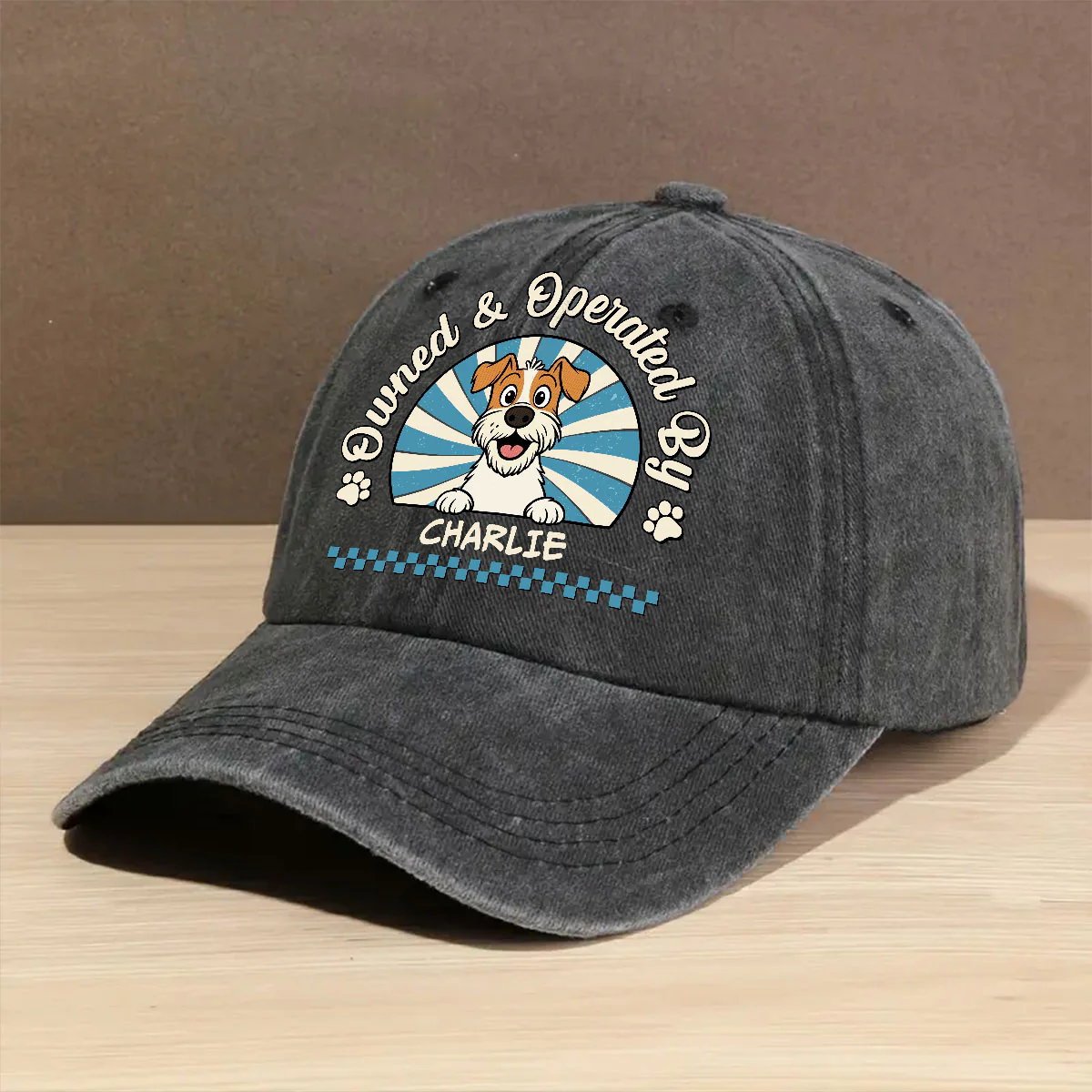 Own And Operate Me - Personalized Custom Vintage Washed Denim Cap - Image 2