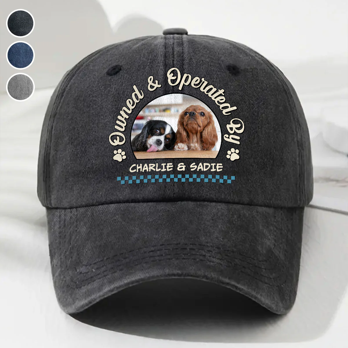 Own And Operate Me Photo - Personalized Custom Vintage Washed Denim Cap