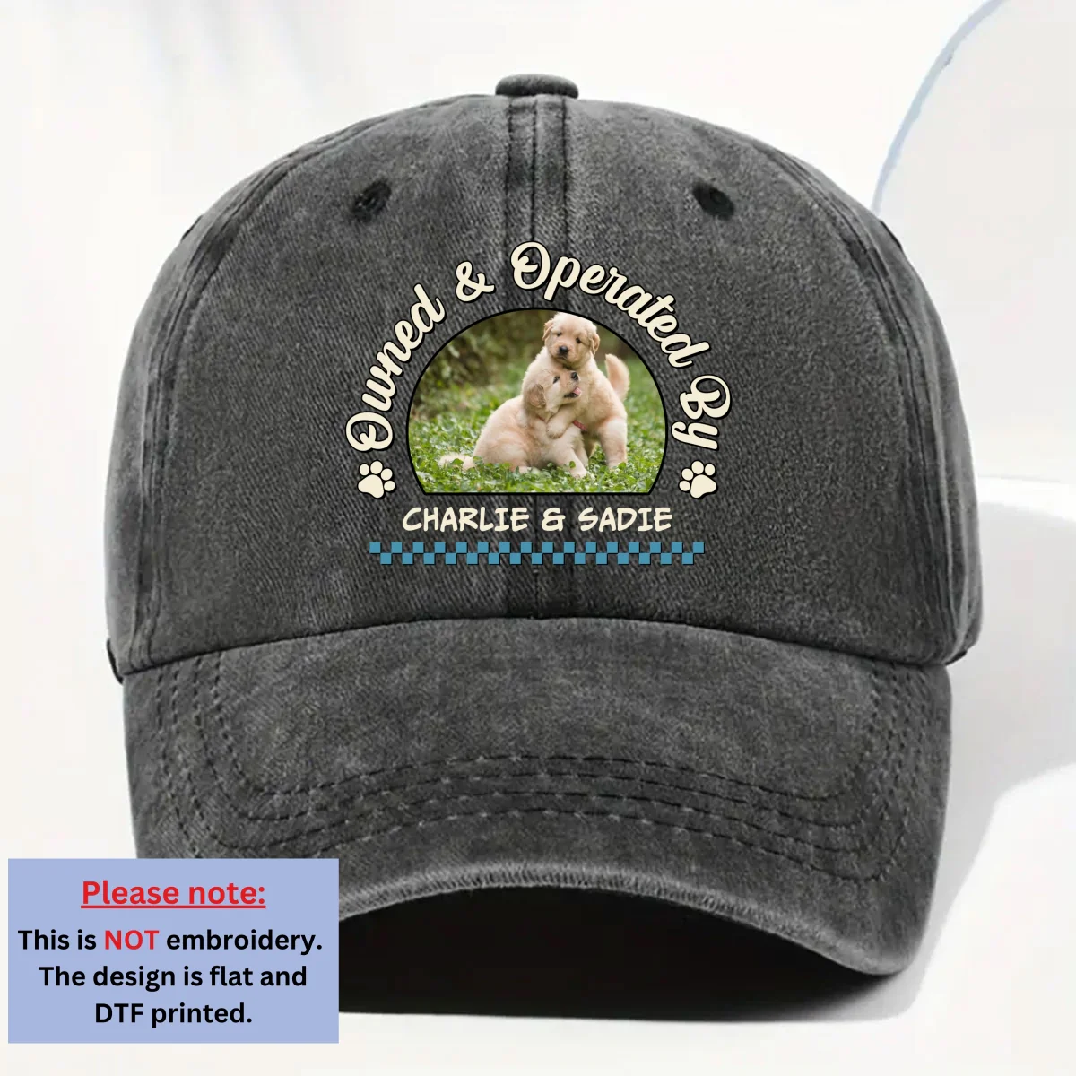 Own And Operate Me Photo - Personalized Custom Vintage Washed Denim Cap - Image 6