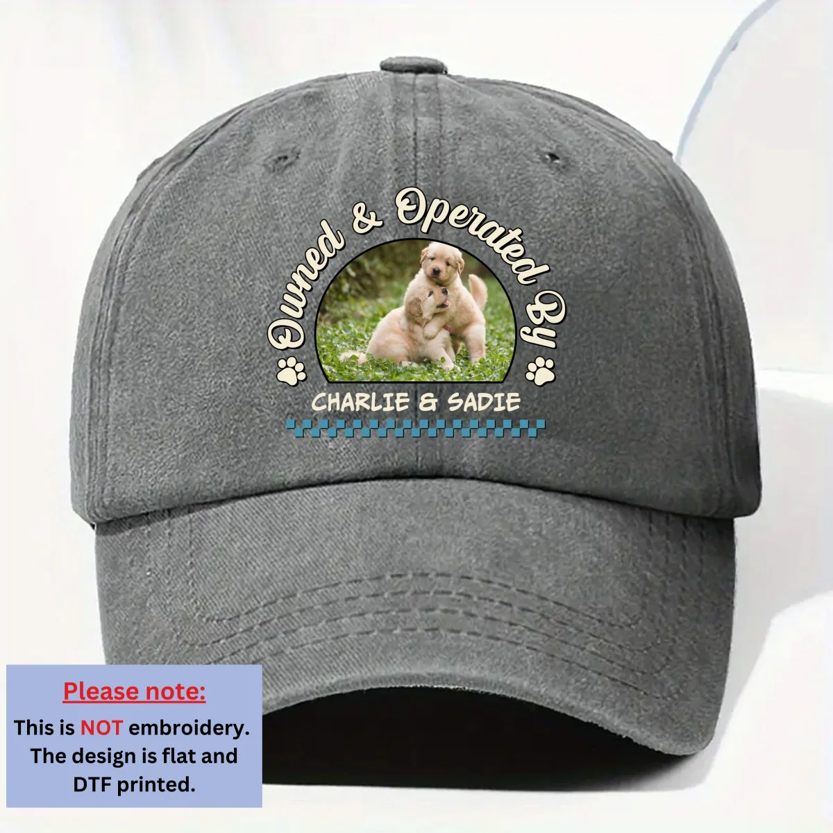 Own And Operate Me Photo - Personalized Custom Vintage Washed Denim Cap - Image 7