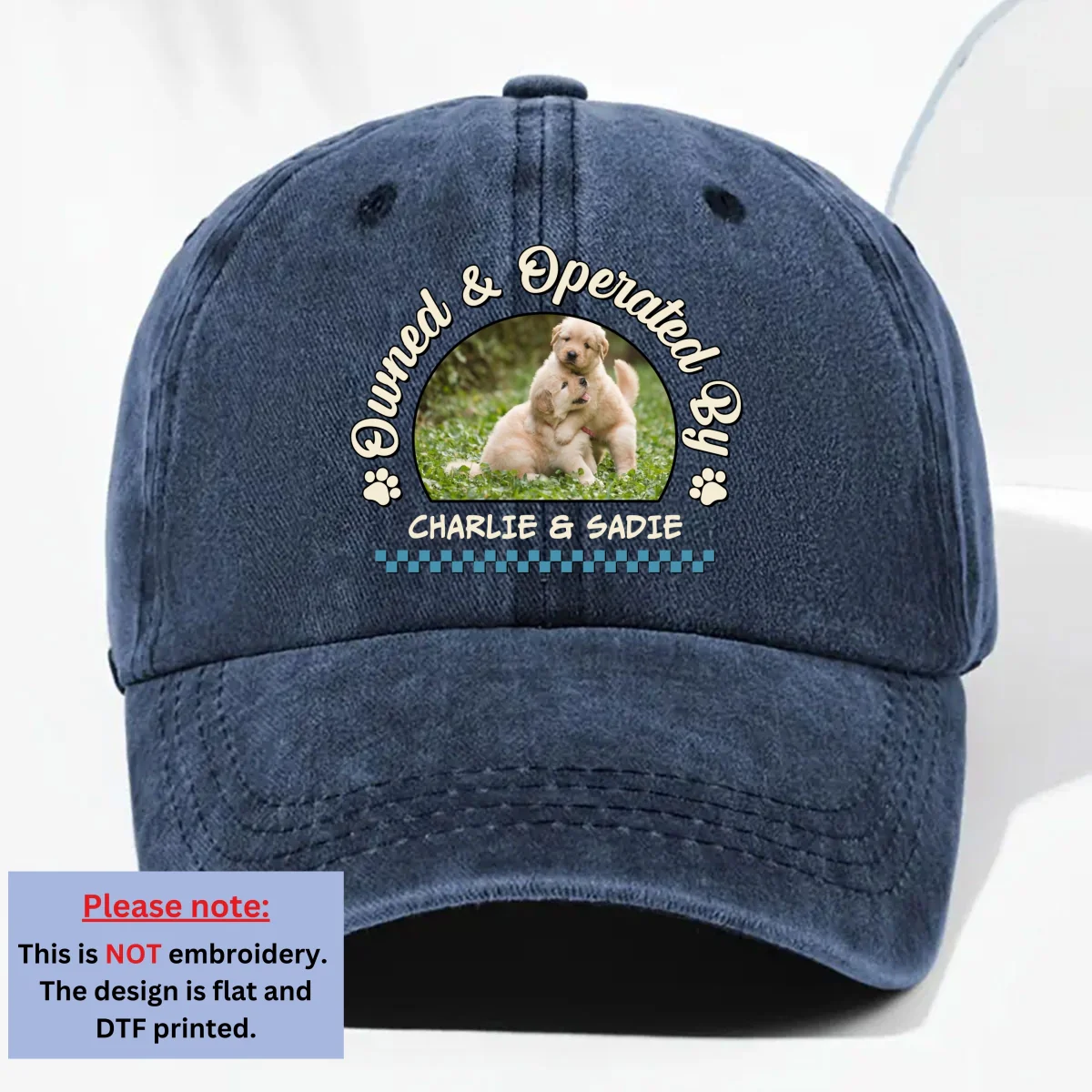Own And Operate Me Photo - Personalized Custom Vintage Washed Denim Cap - Image 8