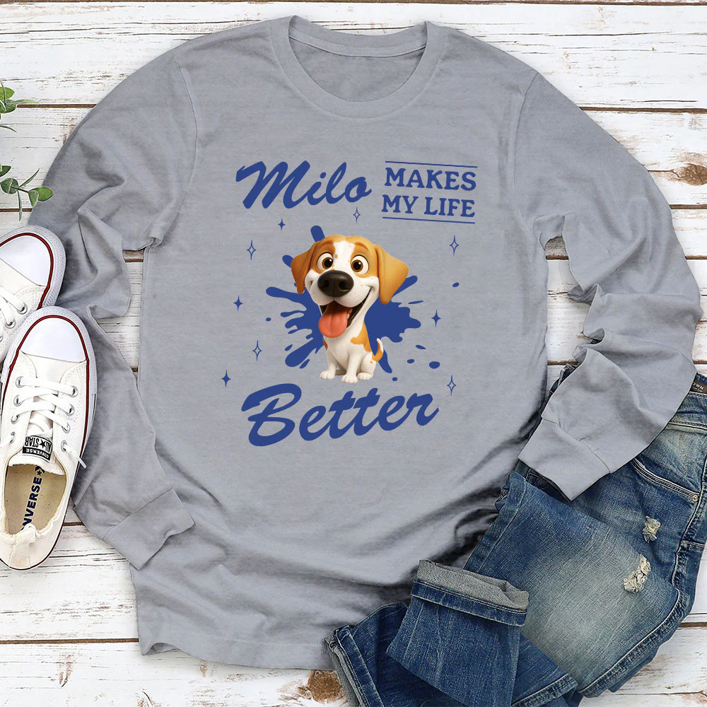 Owning To Dogs - Personalized Custom Long Sleeve T-Shirt - Image 3