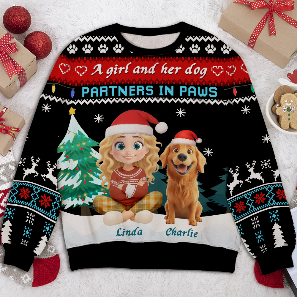 Partners In Paws - Personalized Custom All-Over-Print Sweatshirt - Image 2