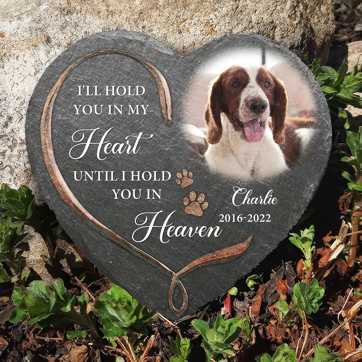 Paw And Angel Wings - Personalized Custom Pet Memorial Stone - Image 3