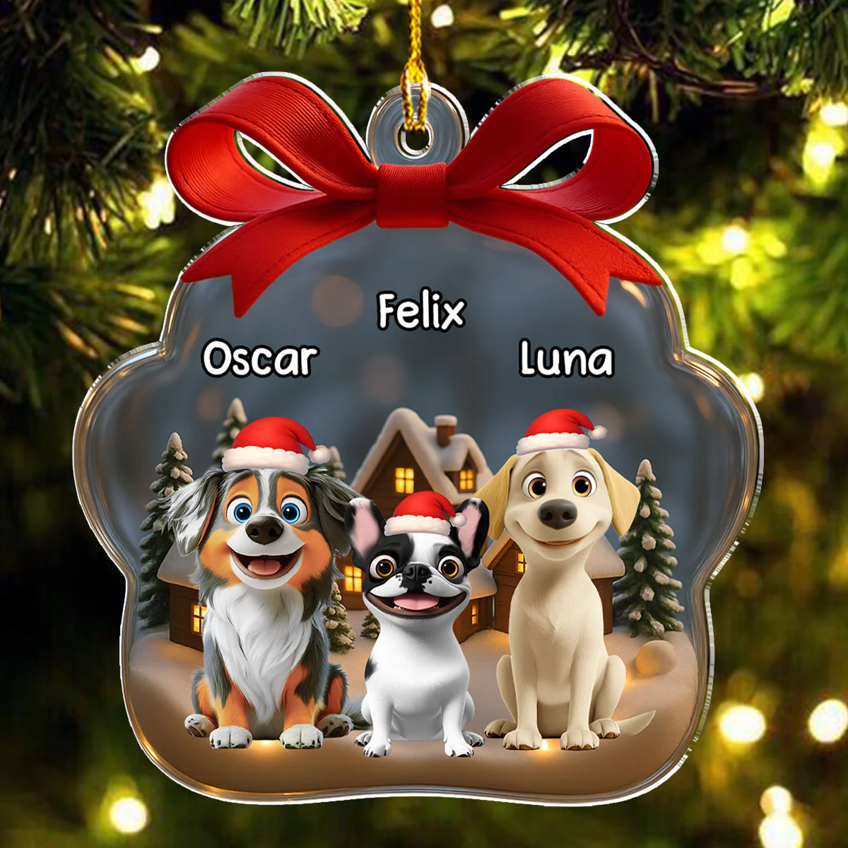Paw In Snow - Personalized Custom Acrylic Ornament - Image 3