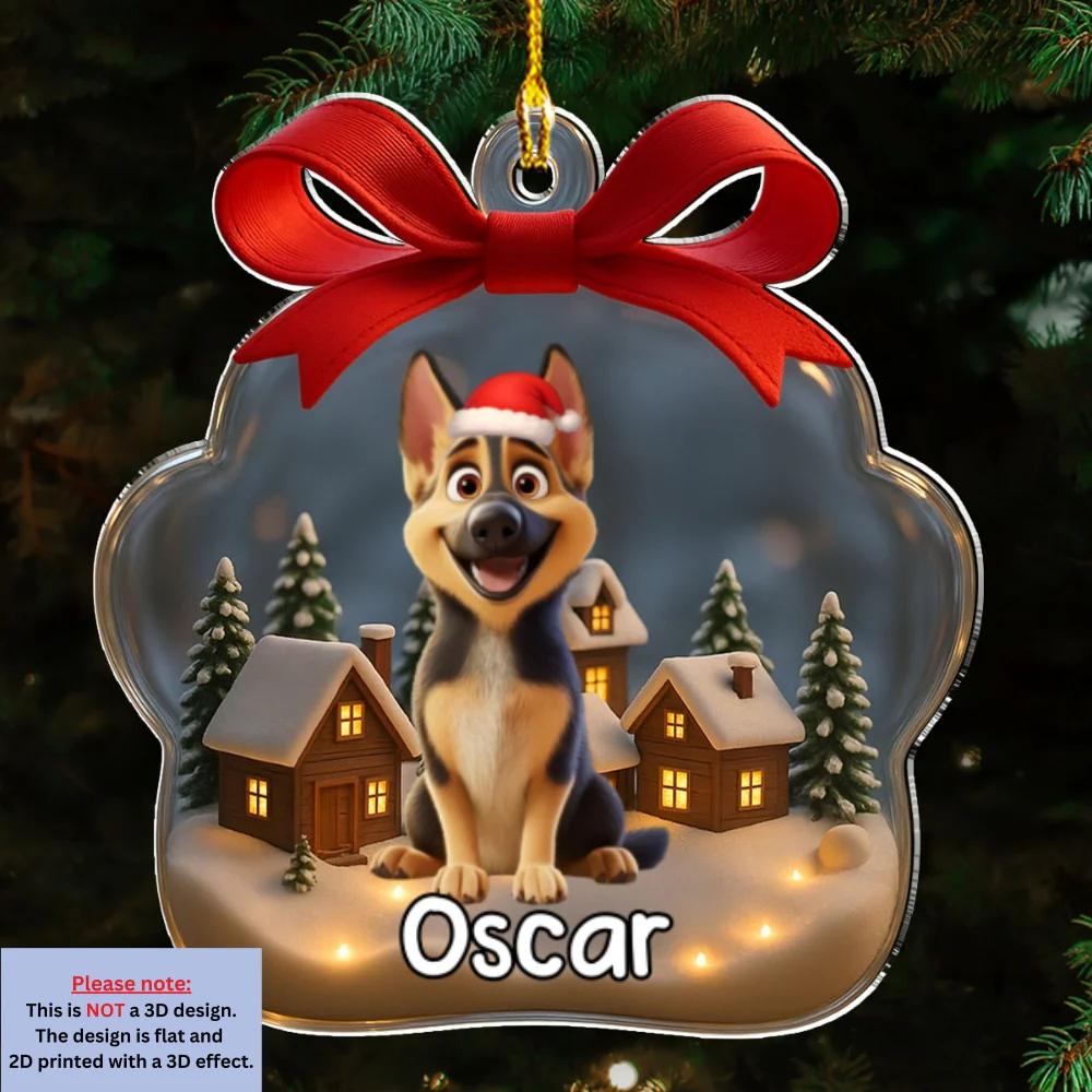 Paw In Snow - Personalized Custom Acrylic Ornament - Image 6