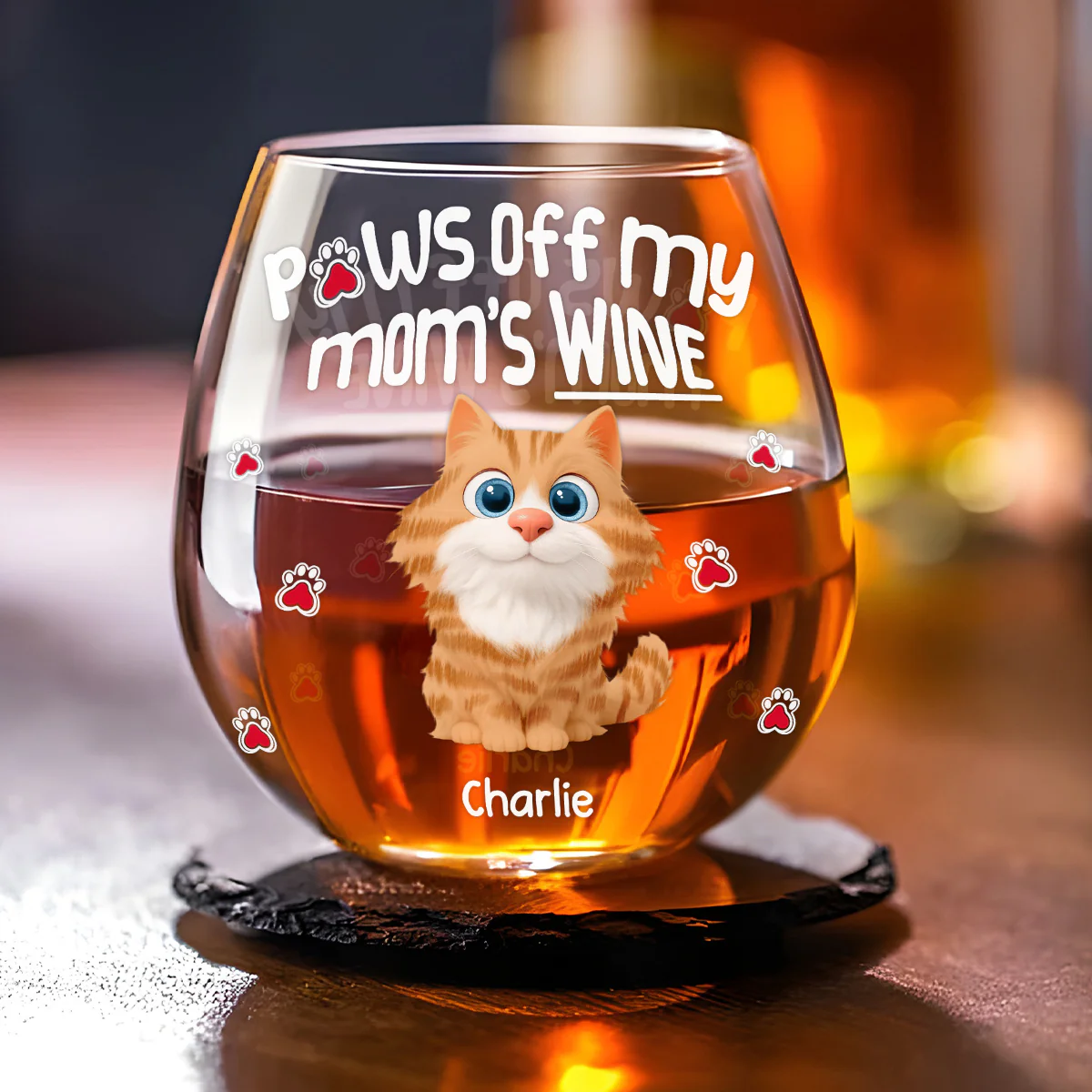 Paw It Off Now Cat Ver - Personalized Custom Wine Glass - Image 2
