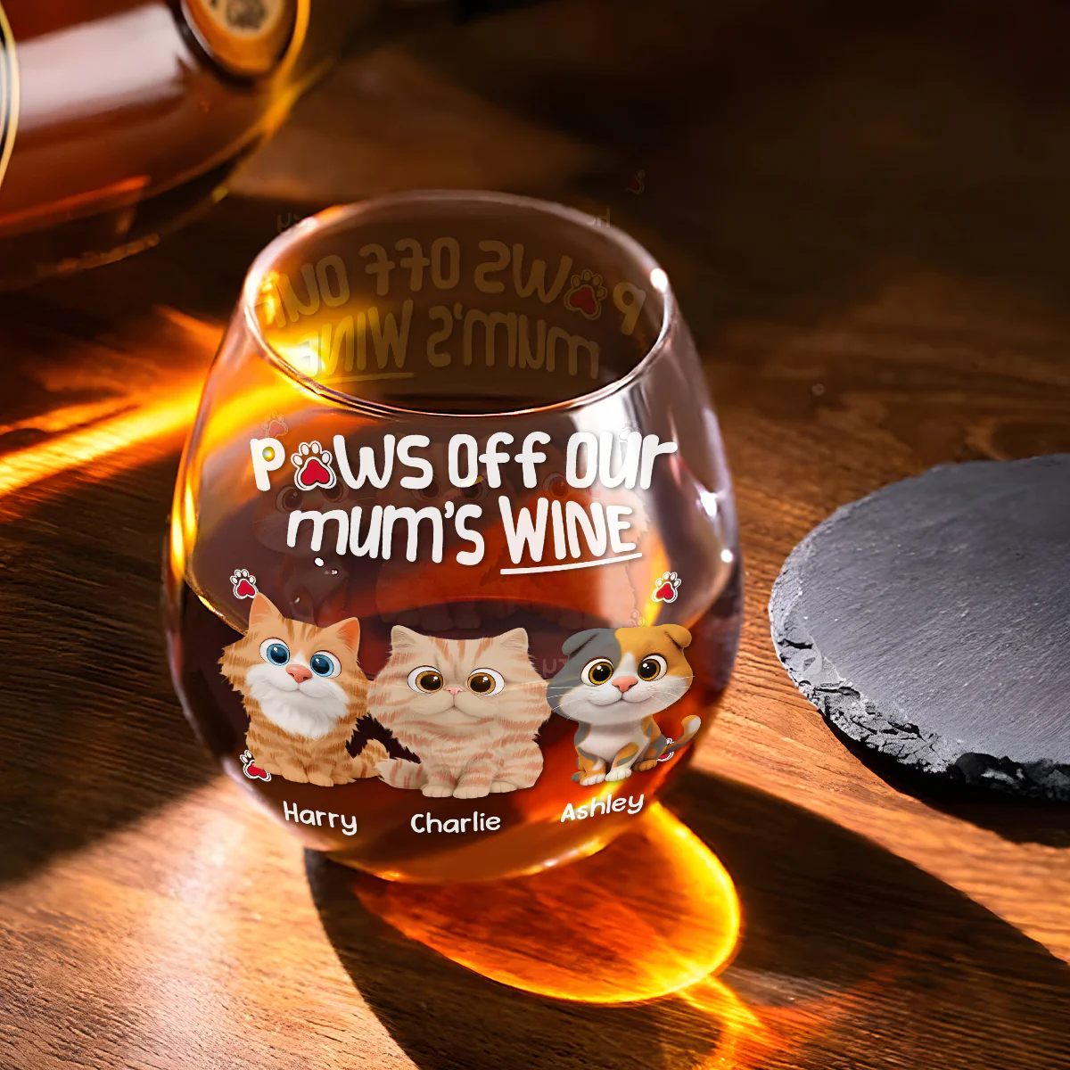 Paw It Off Now Cat Ver - Personalized Custom Wine Glass - Image 3